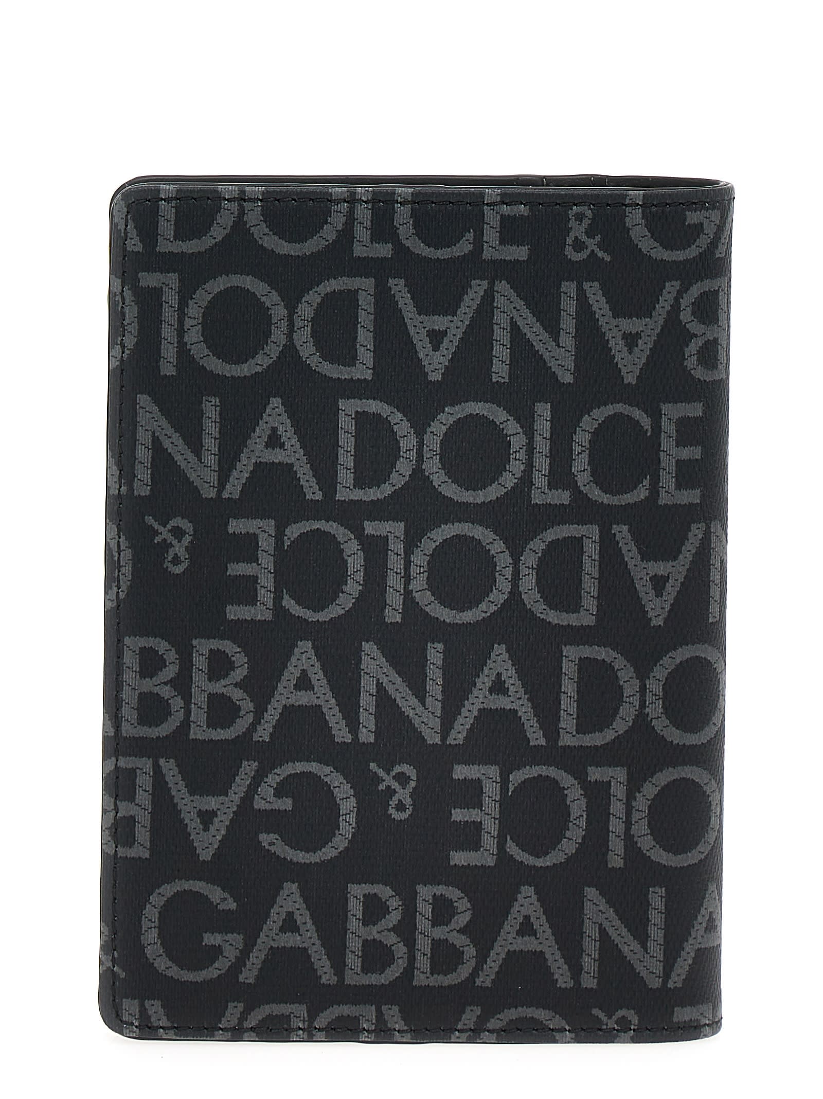 Shop Dolce & Gabbana Lettering Print Passport Holder