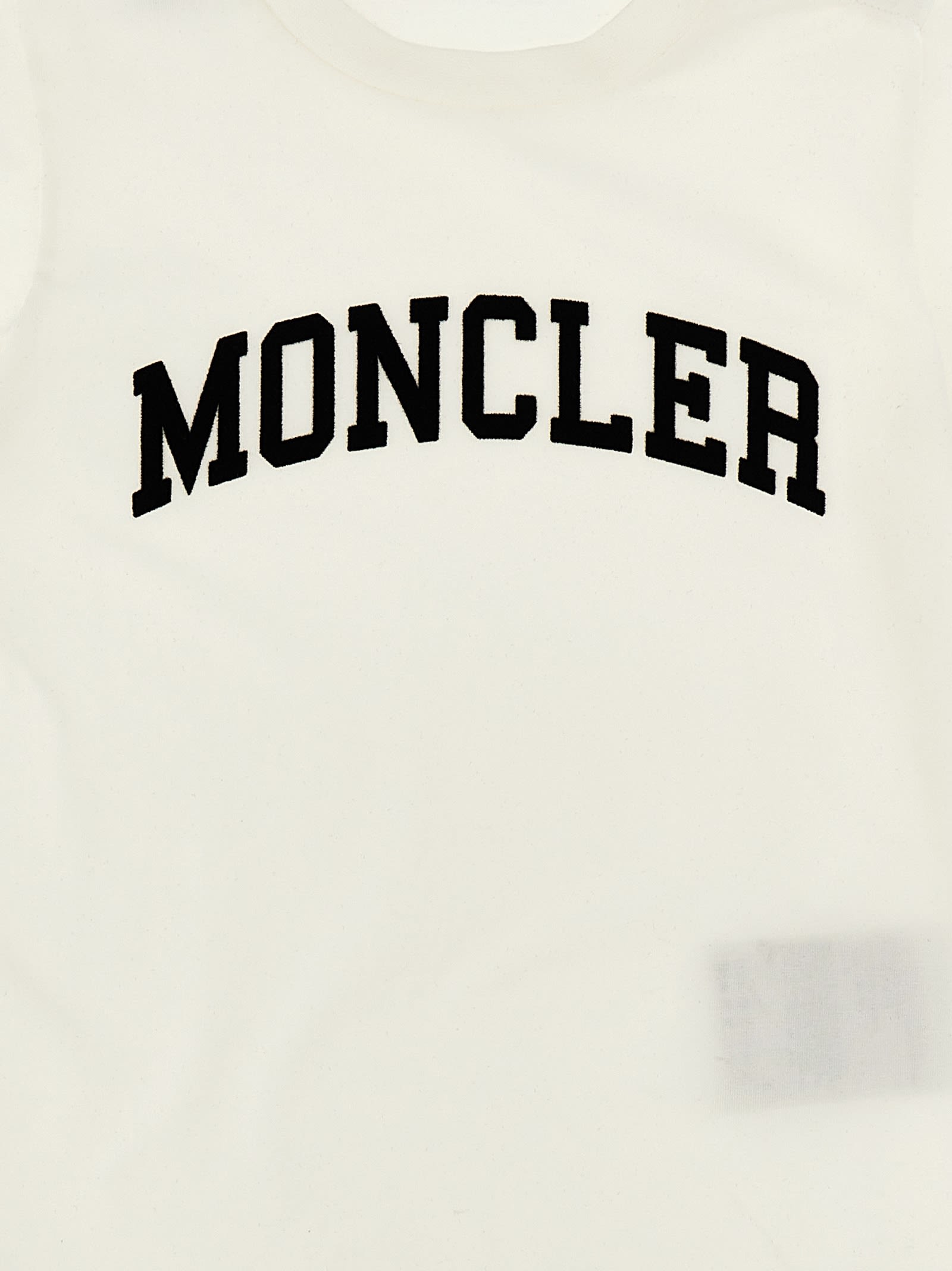 Shop Moncler Flocked Logo T-shirt In White/black