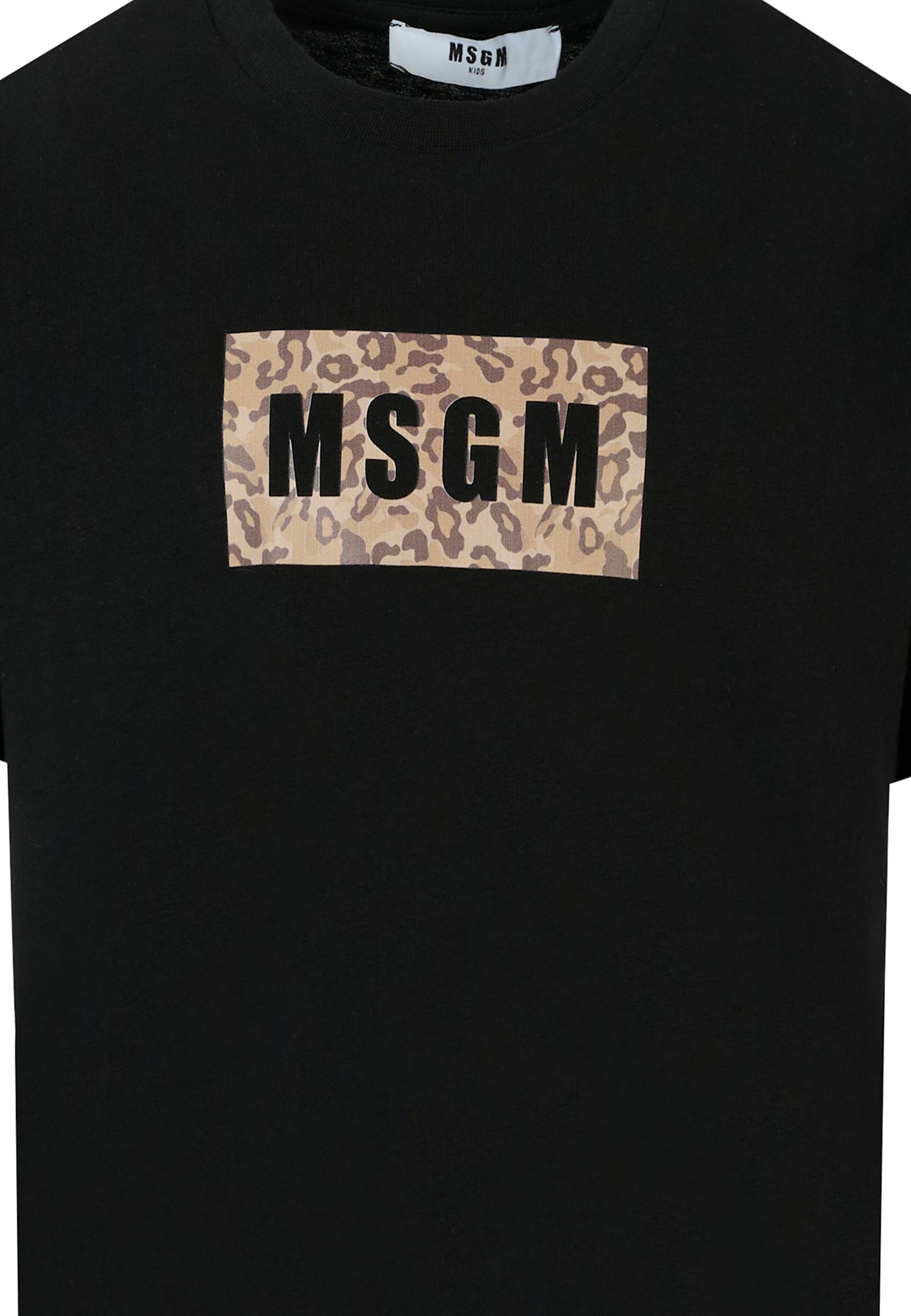 Msgm Black T-shirt For Kids With Logo In Black