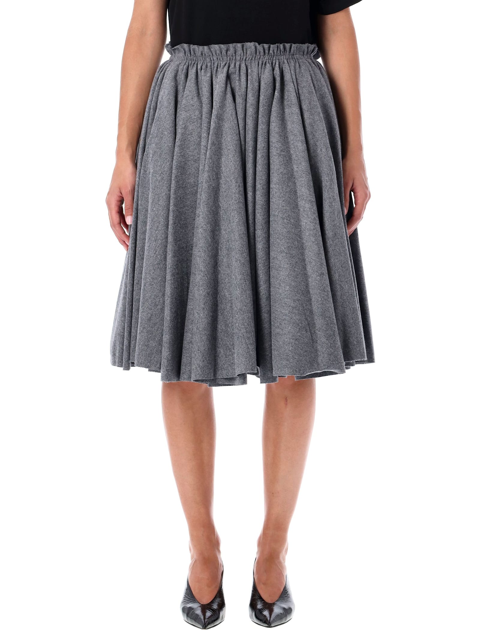 Ami Alexandre Mattiussi Ami Paris Corolla Wool Flannel Midi Skirt In Gray