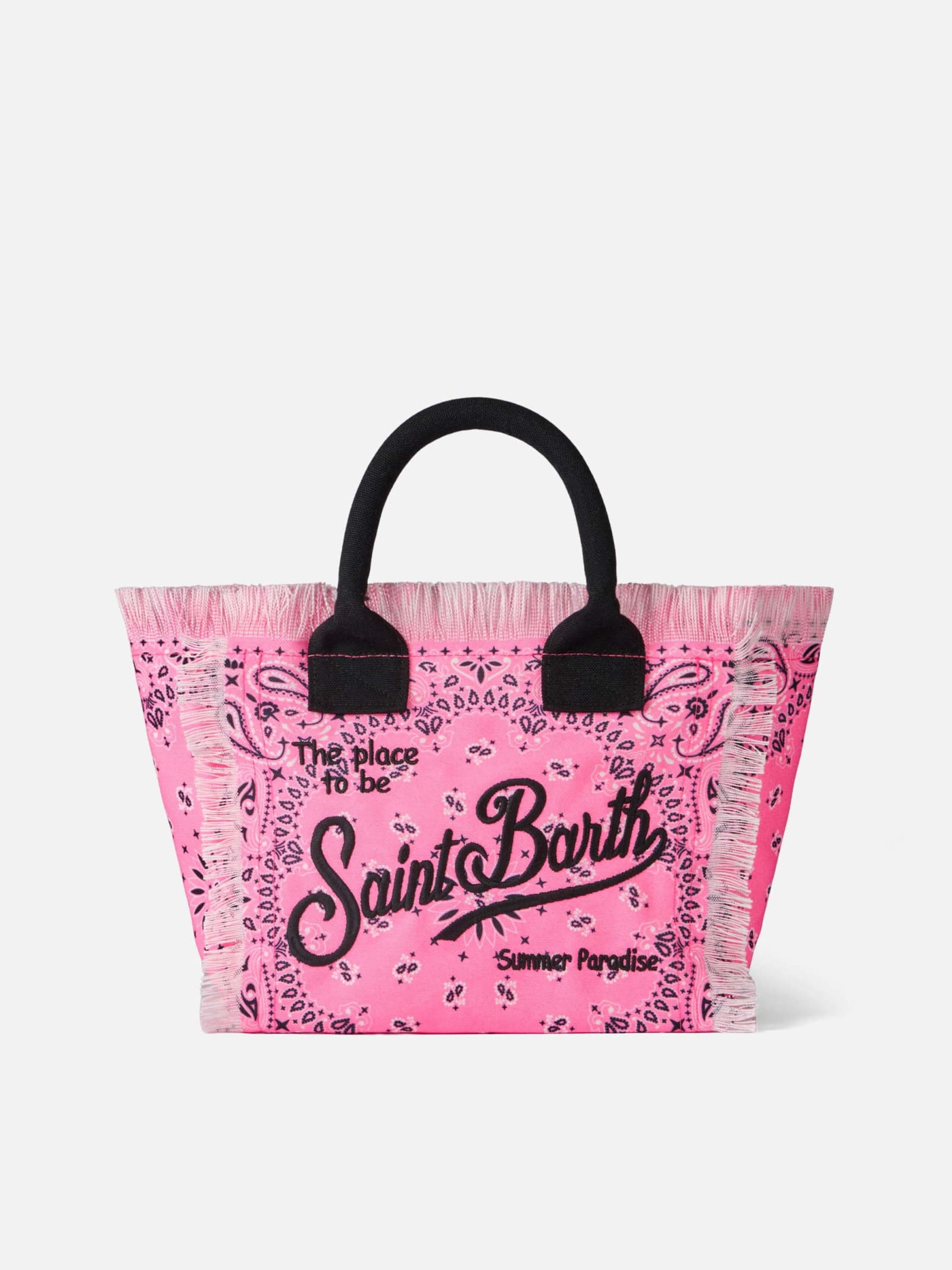 MC2 SAINT BARTH COLETTE FLUO PINK HANDBAG WITH BANDANNA PRINT