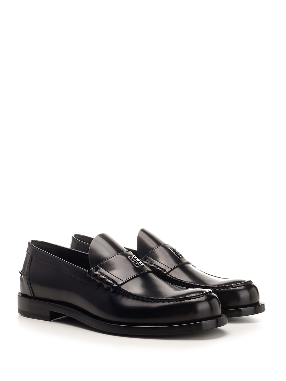 Shop Givenchy Brushed Leather Loafers In Black