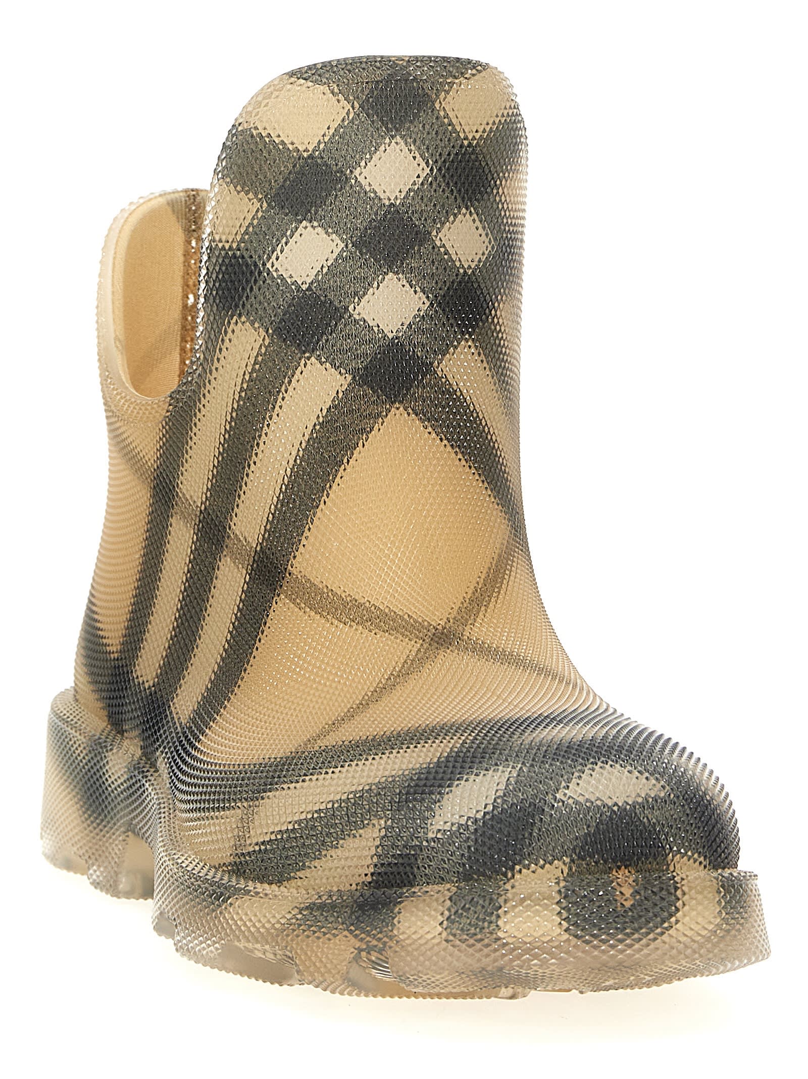 Shop Burberry Check Ankle Boots In Beige