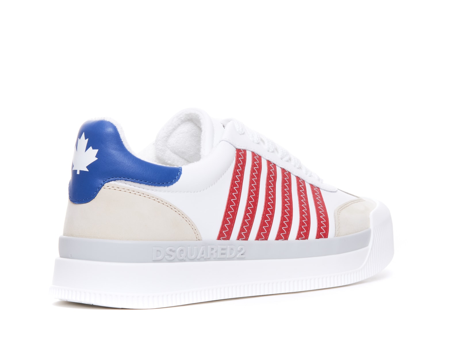 Shop Dsquared2 New Jersey Sneakers In Bianco Rosso Blu