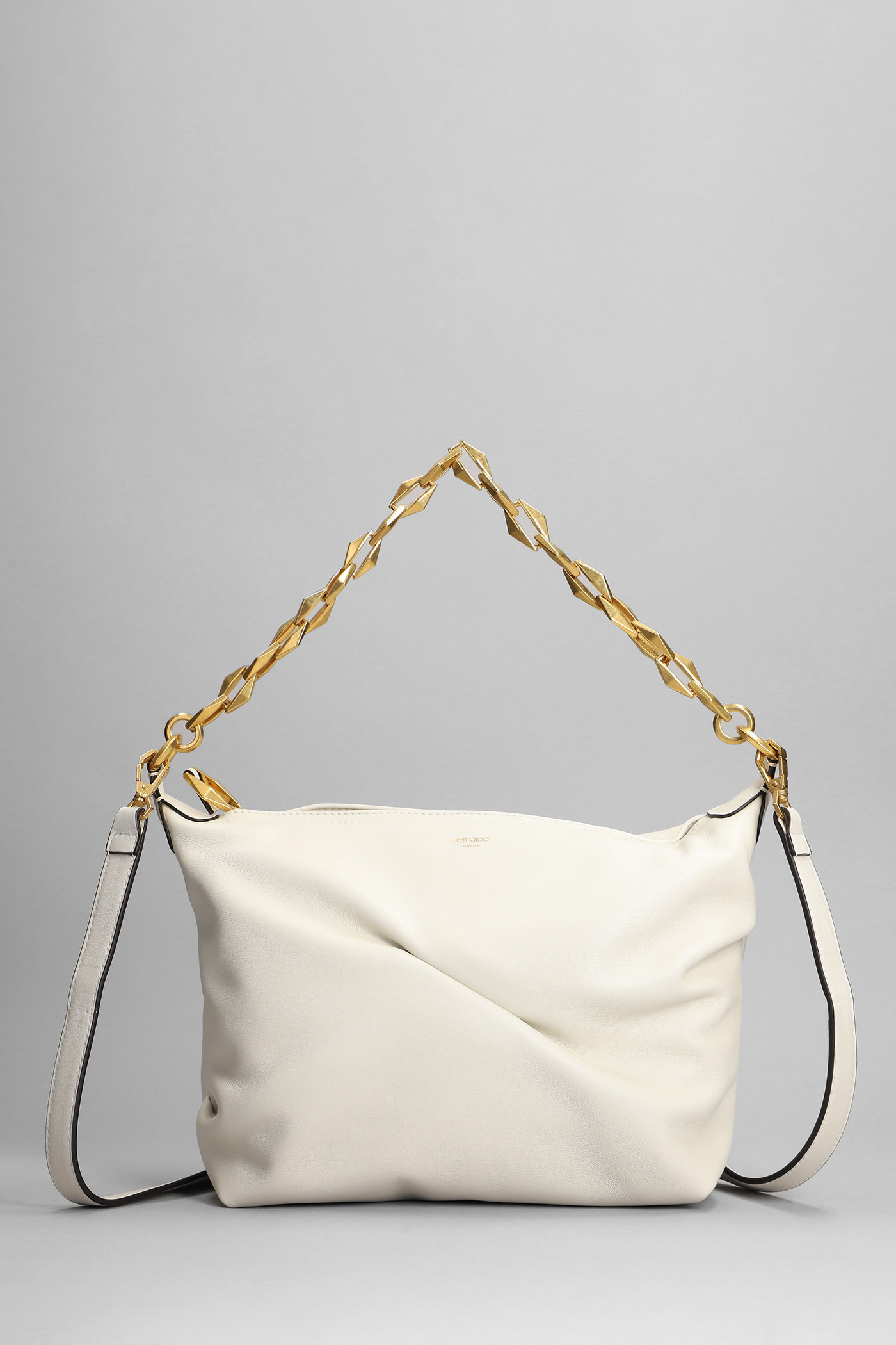 Jimmy Choo Diamond Shoulder Bag In White Leather