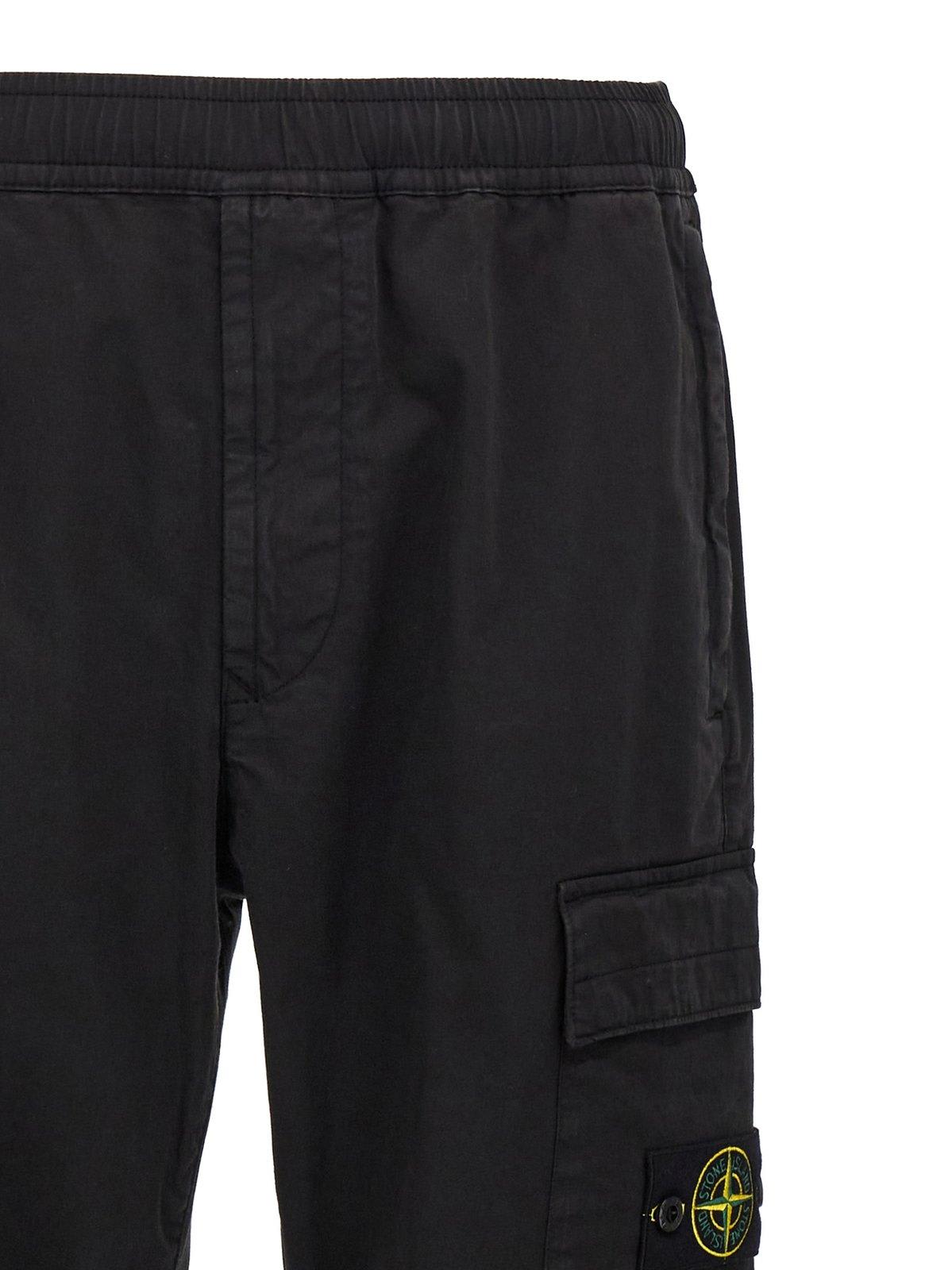 Shop Stone Island Regular Tapered Fit Cargo Pants In Black