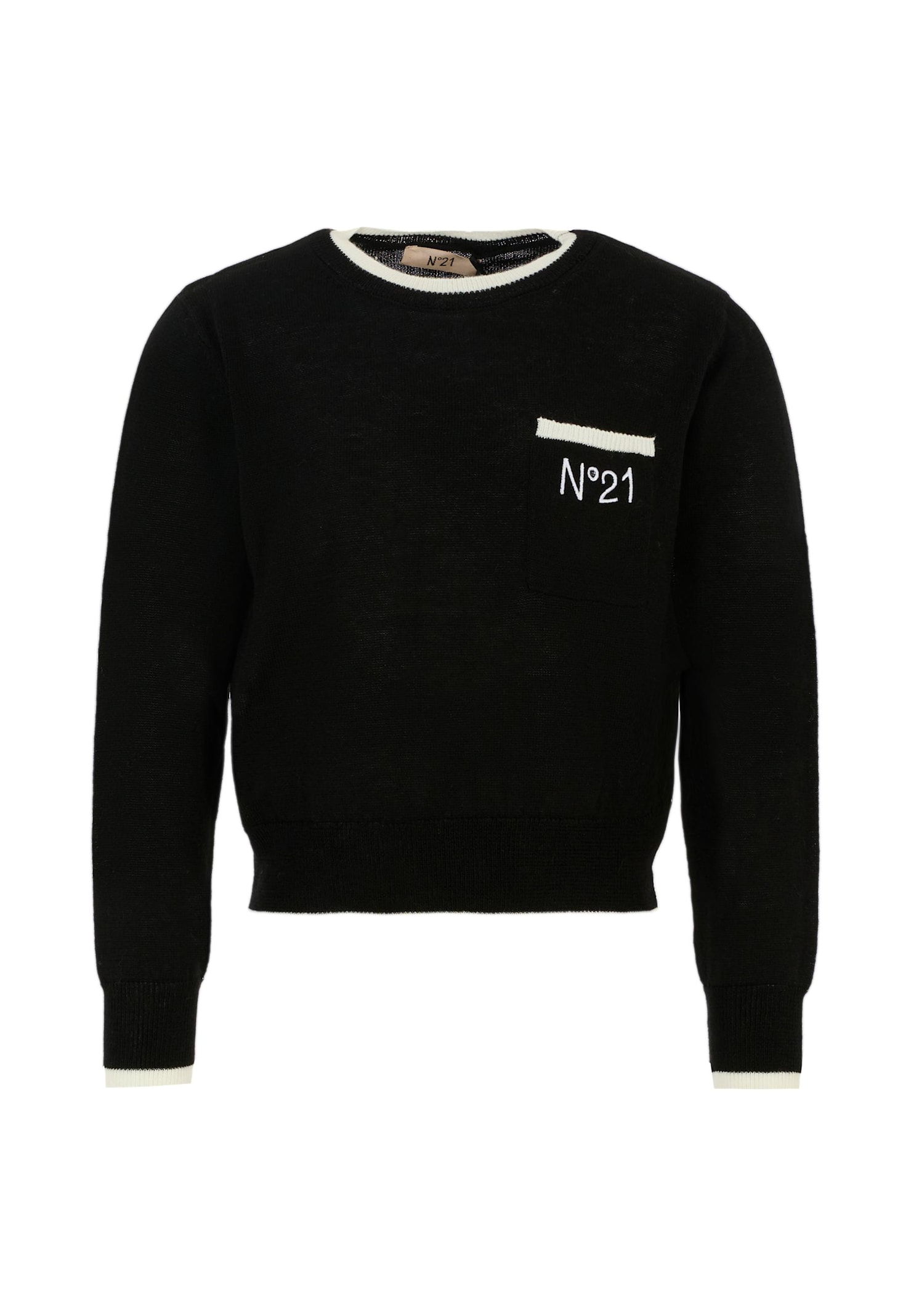 N°21 Kids' Black Sweater For Girl With Logo