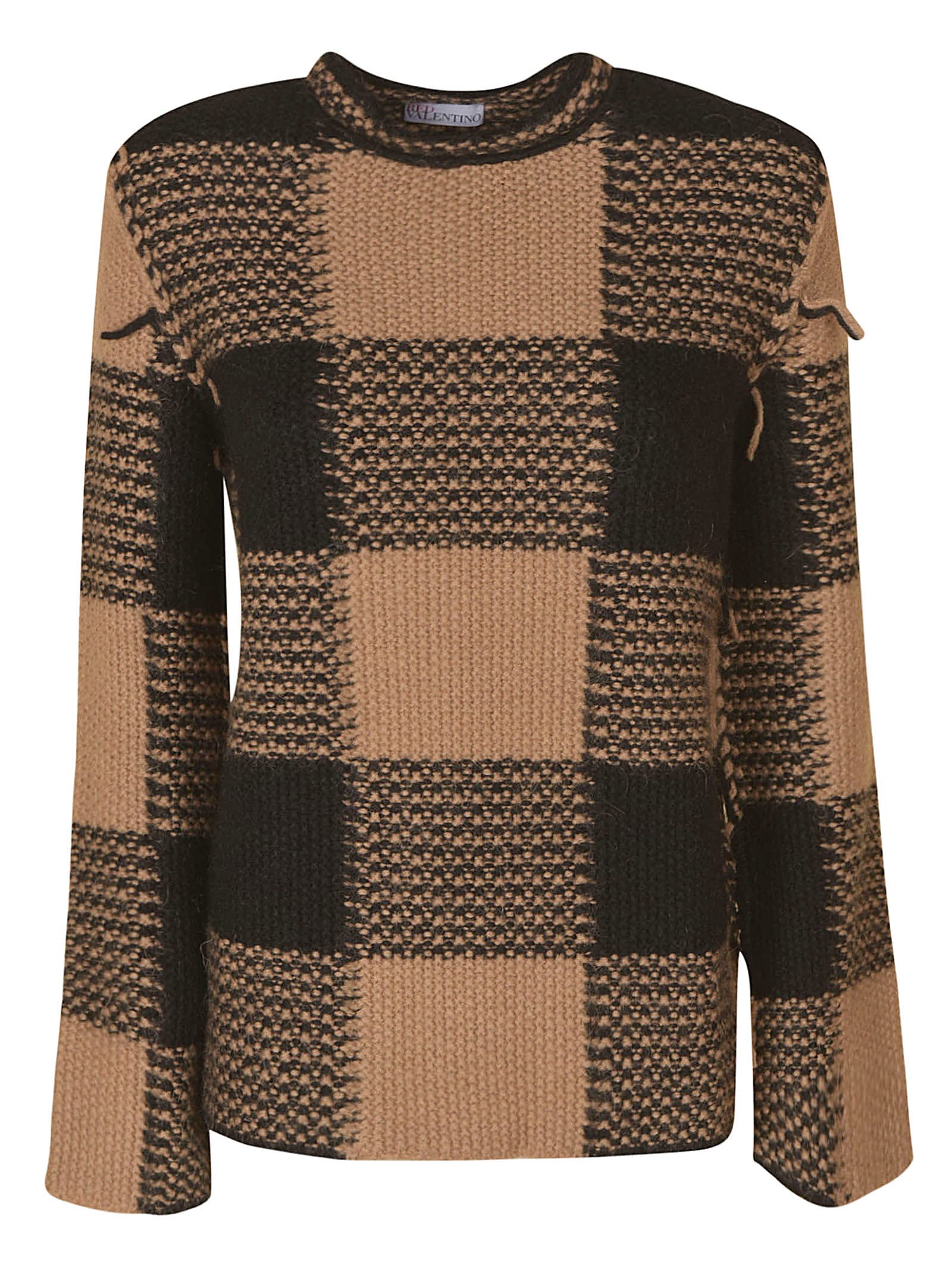 RED Valentino Large Check Pattern Knit Sweater