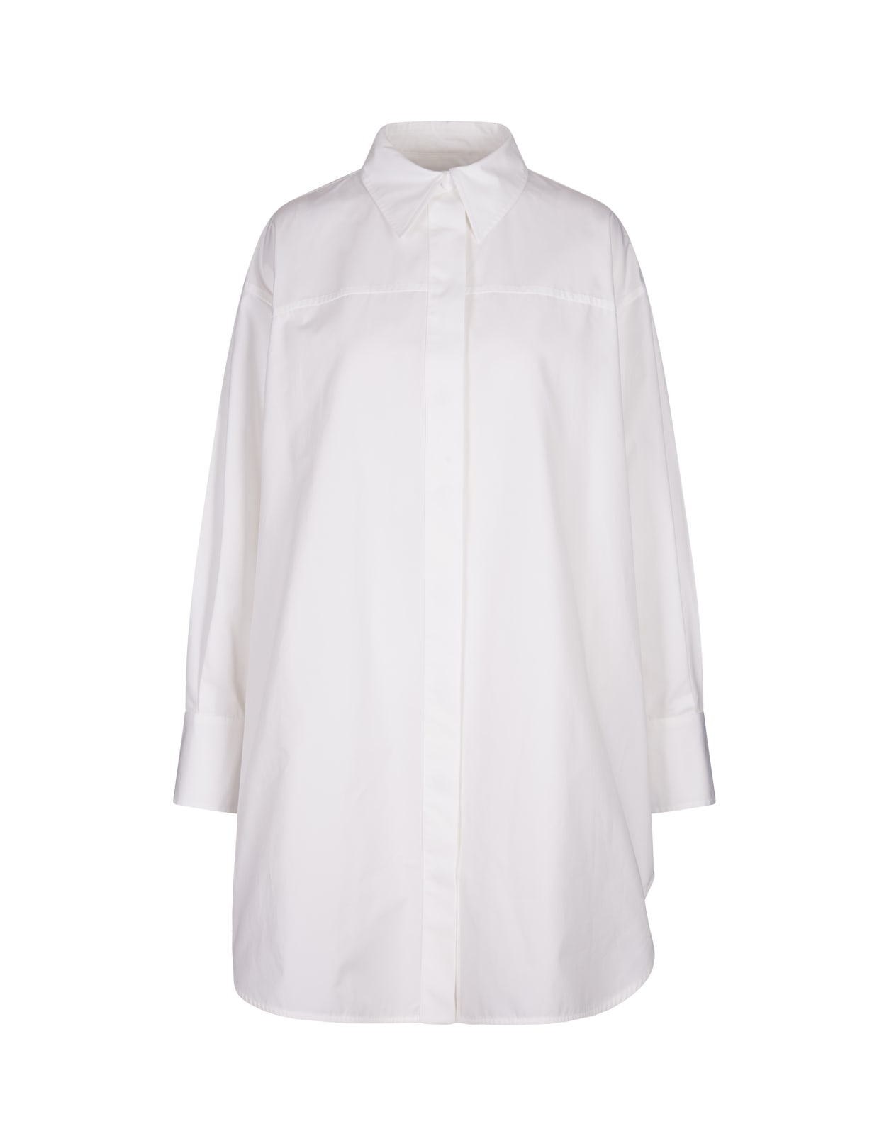 Shop Jil Sander White Poplin Shirt Dress