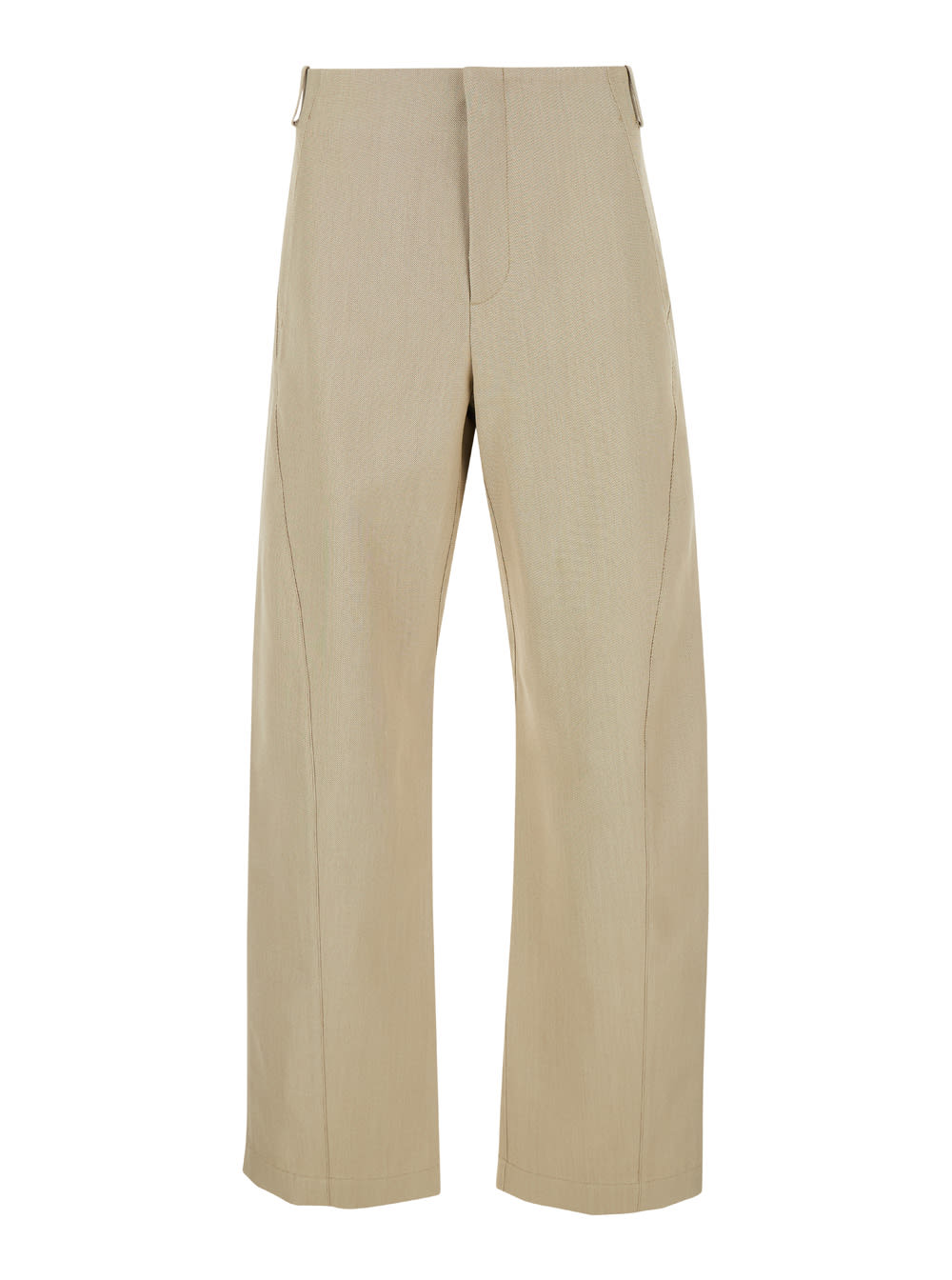 Shop Jacquemus Le Pantalon Scala Beige Pants With Wide Leg In Wool Blend Man