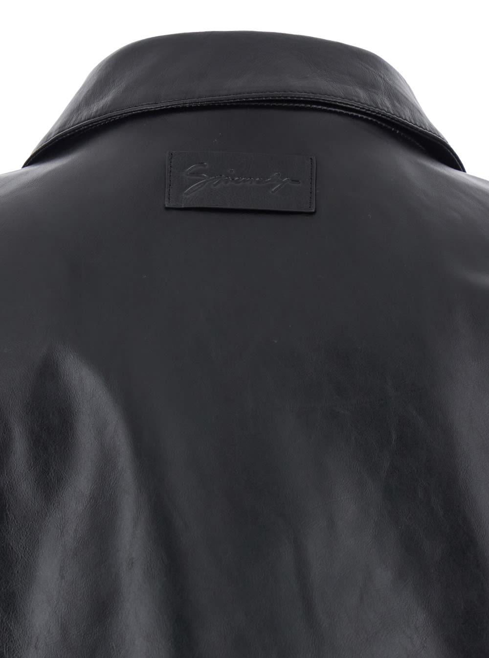 GIVENCHY BLACK JACKET WITH LOGO PATCH ON THE BACK IN LEATHER MAN