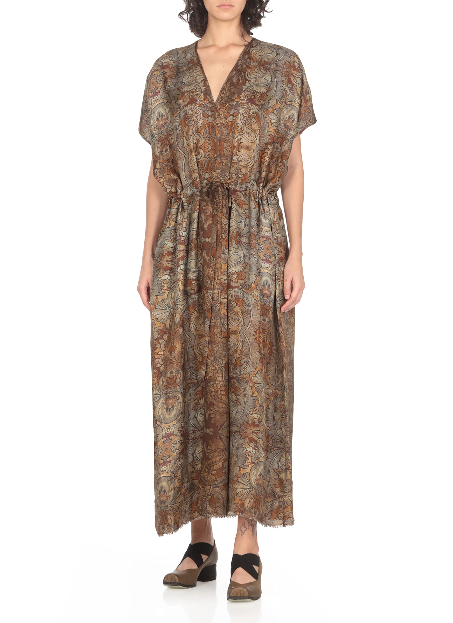 Shop Uma Wang Dress With Floral Pattern In Brown