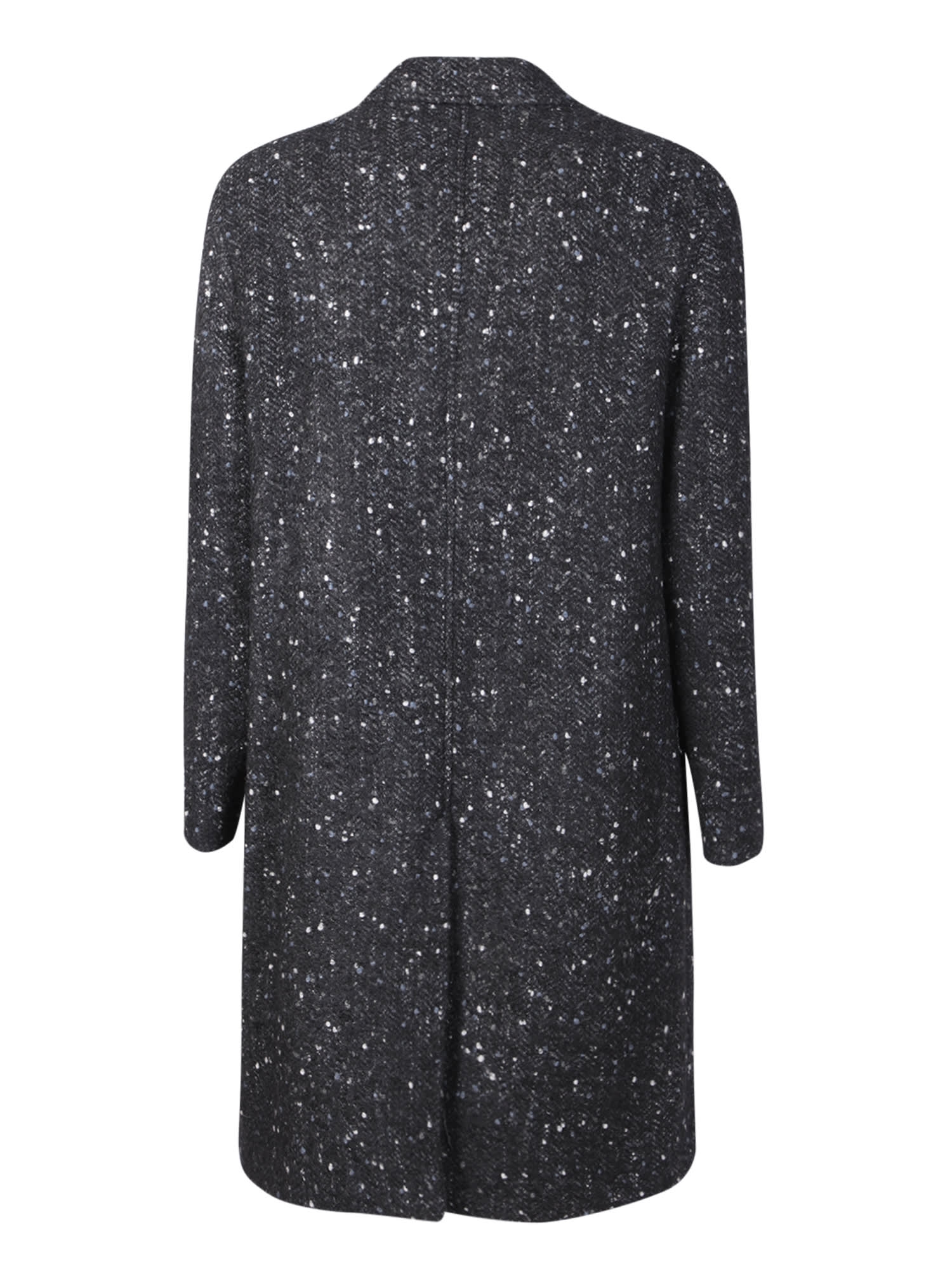 Shop Lardini Single-breasted Speckled Tweed Coat In Black