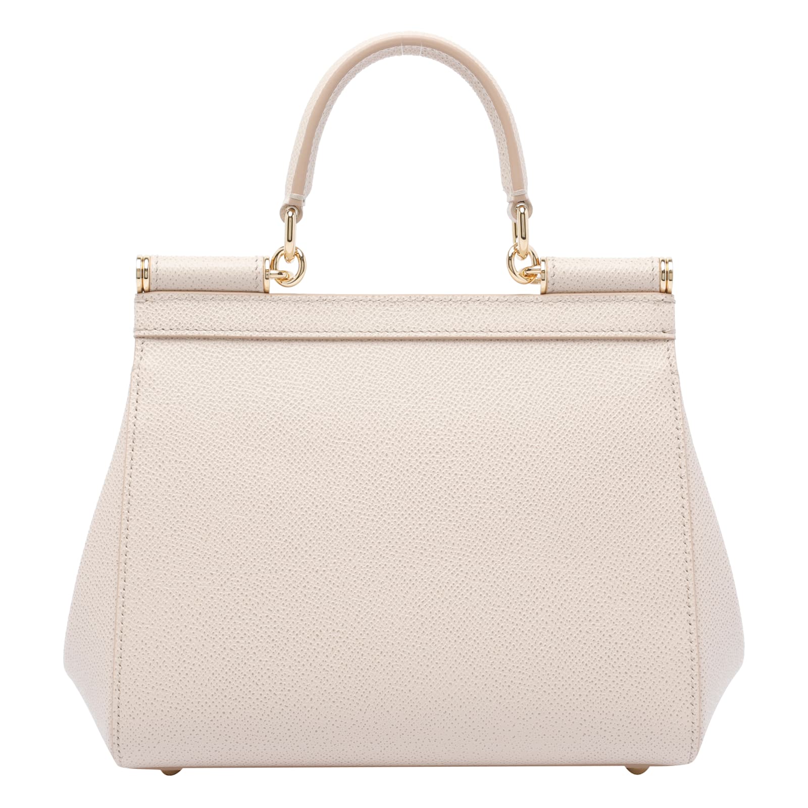 Dolce & Gabbana Large Sicily Top Handle Bag In Dauphine Leather In White