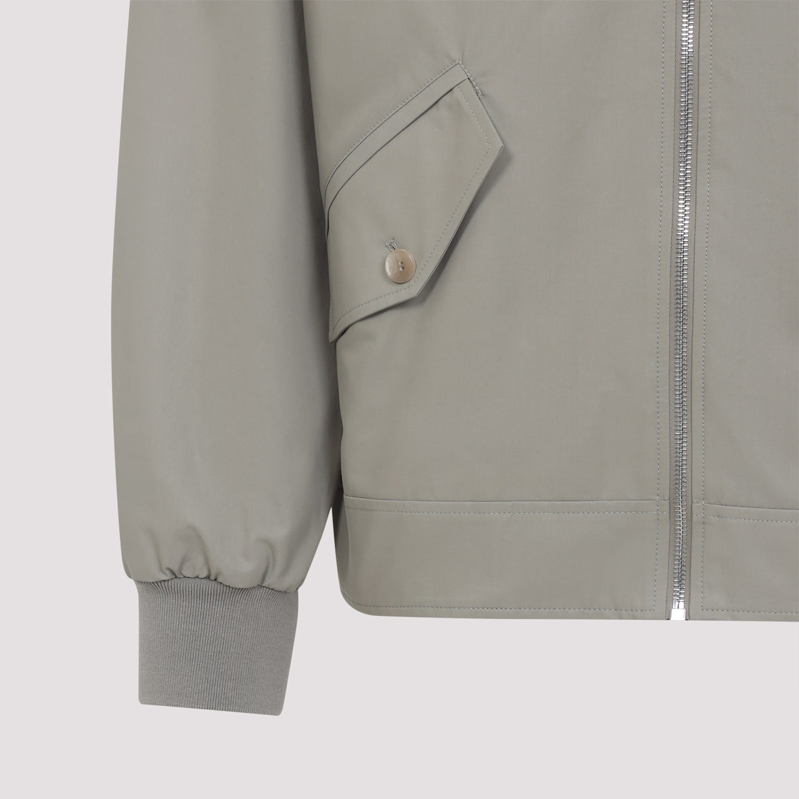 Givenchy Beige Cotton Twill Jacket With Black Leather Collar In Gray