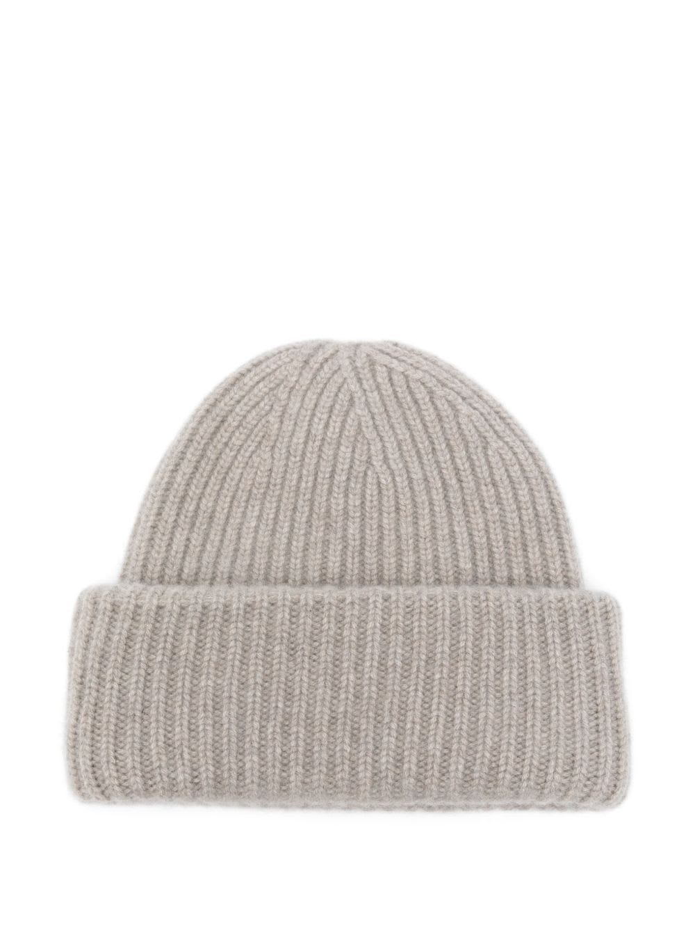Goat Cashmere Ribbed Beanie In Brown
