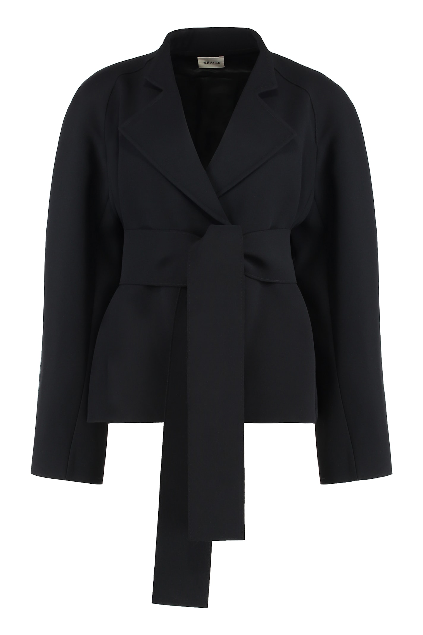 Khaite Edith Long-sleeved Belted Jacket In Black