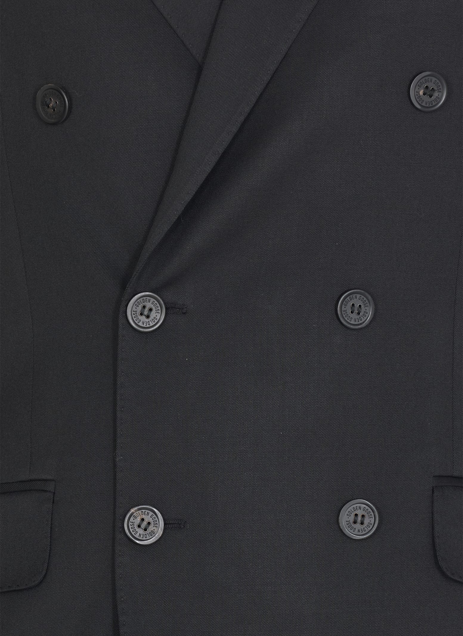 Golden Goose Black Wool Double-breasted Jacket In Black