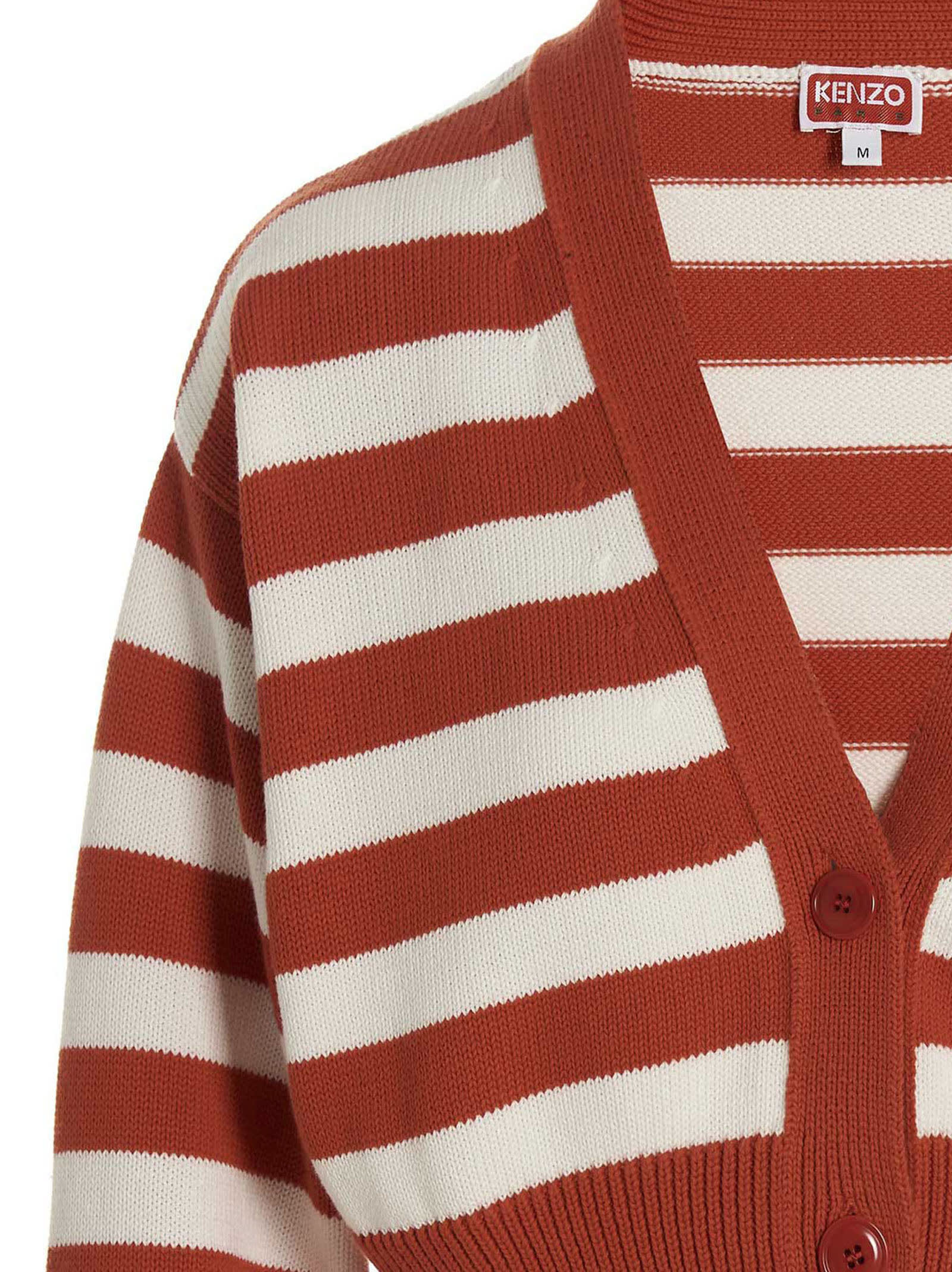 Kenzo Nautical Cotton Knit Cardigan In Orange