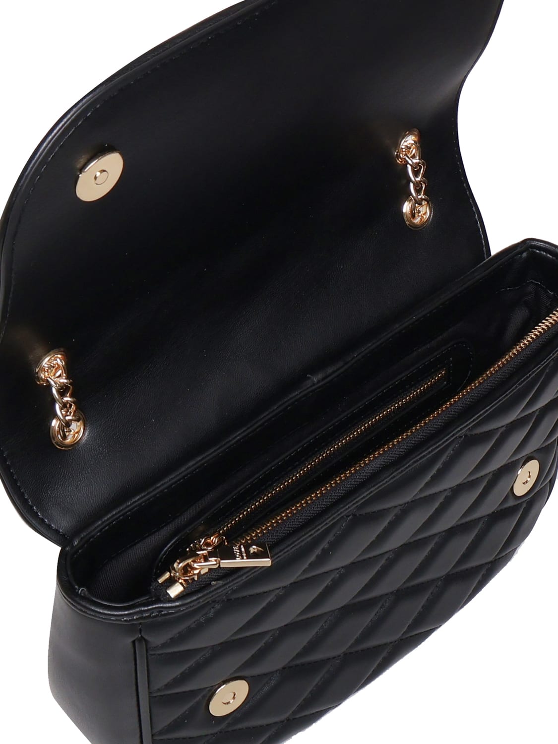 Shop Love Moschino Quilted Shoulder Bag In Black