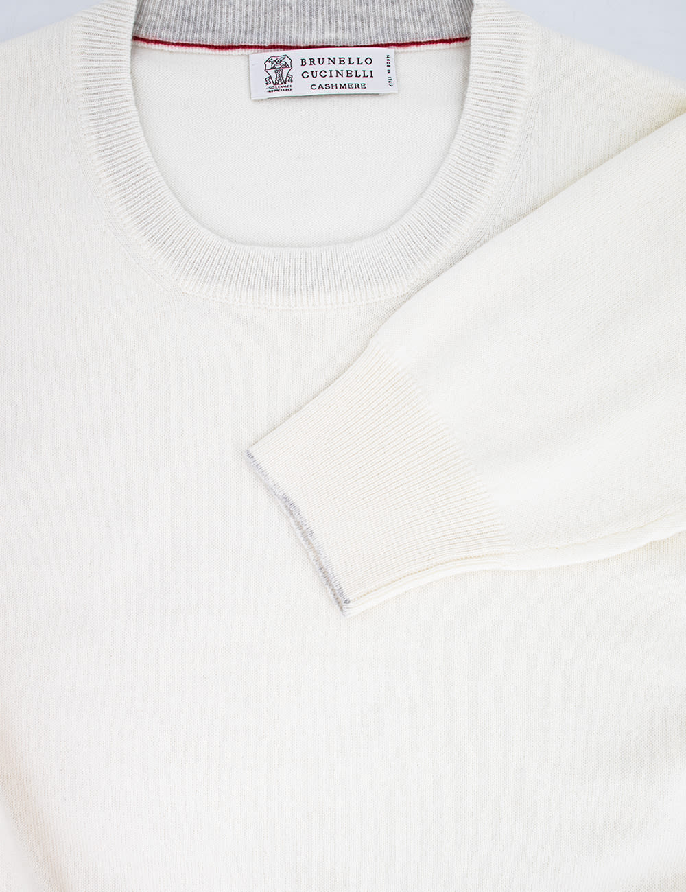 Brunello Cucinelli Light Grey Textured Sweater In Panama_nebbia