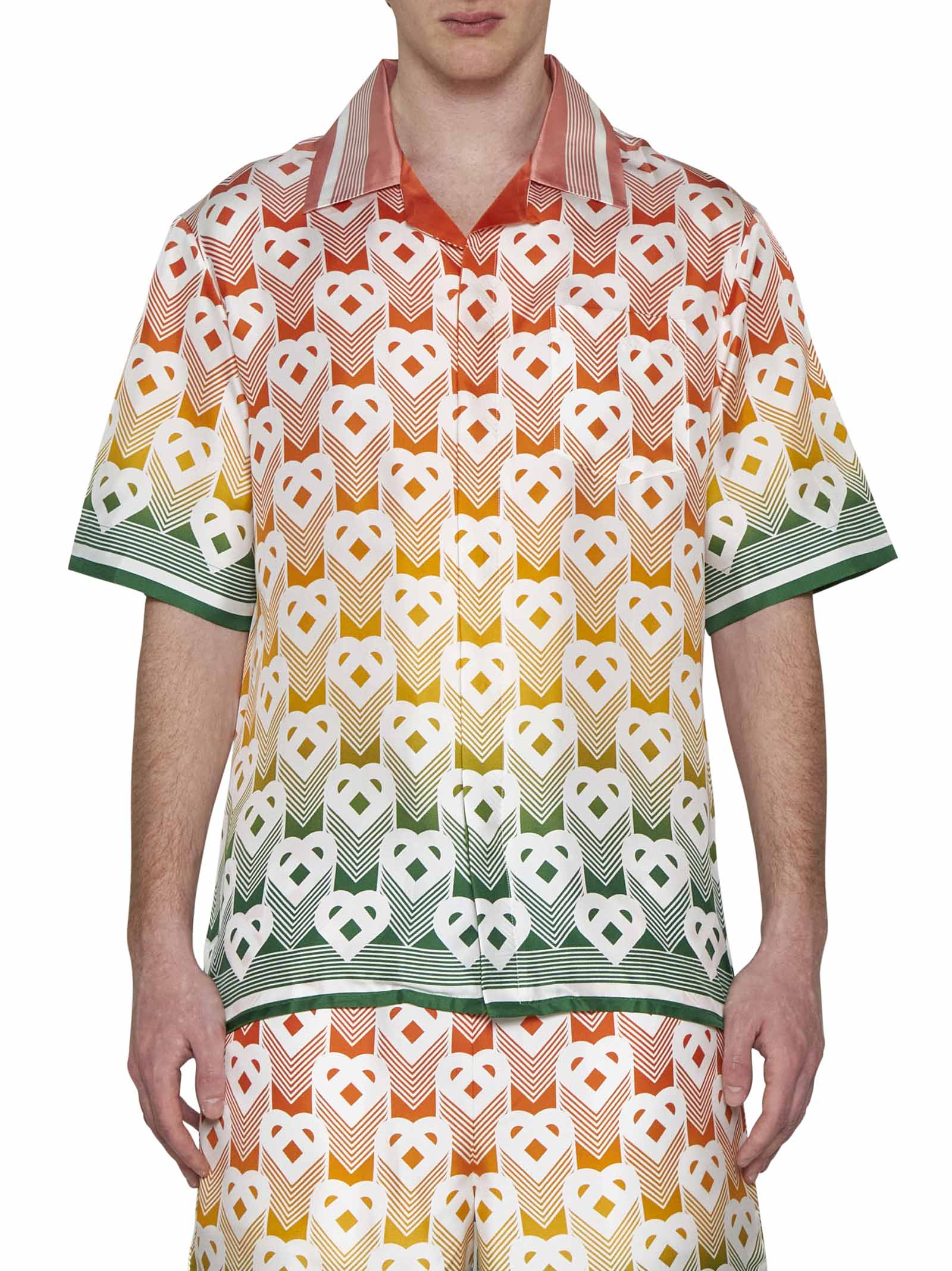Shop Casablanca Shirt In Heart Monogram Gradient