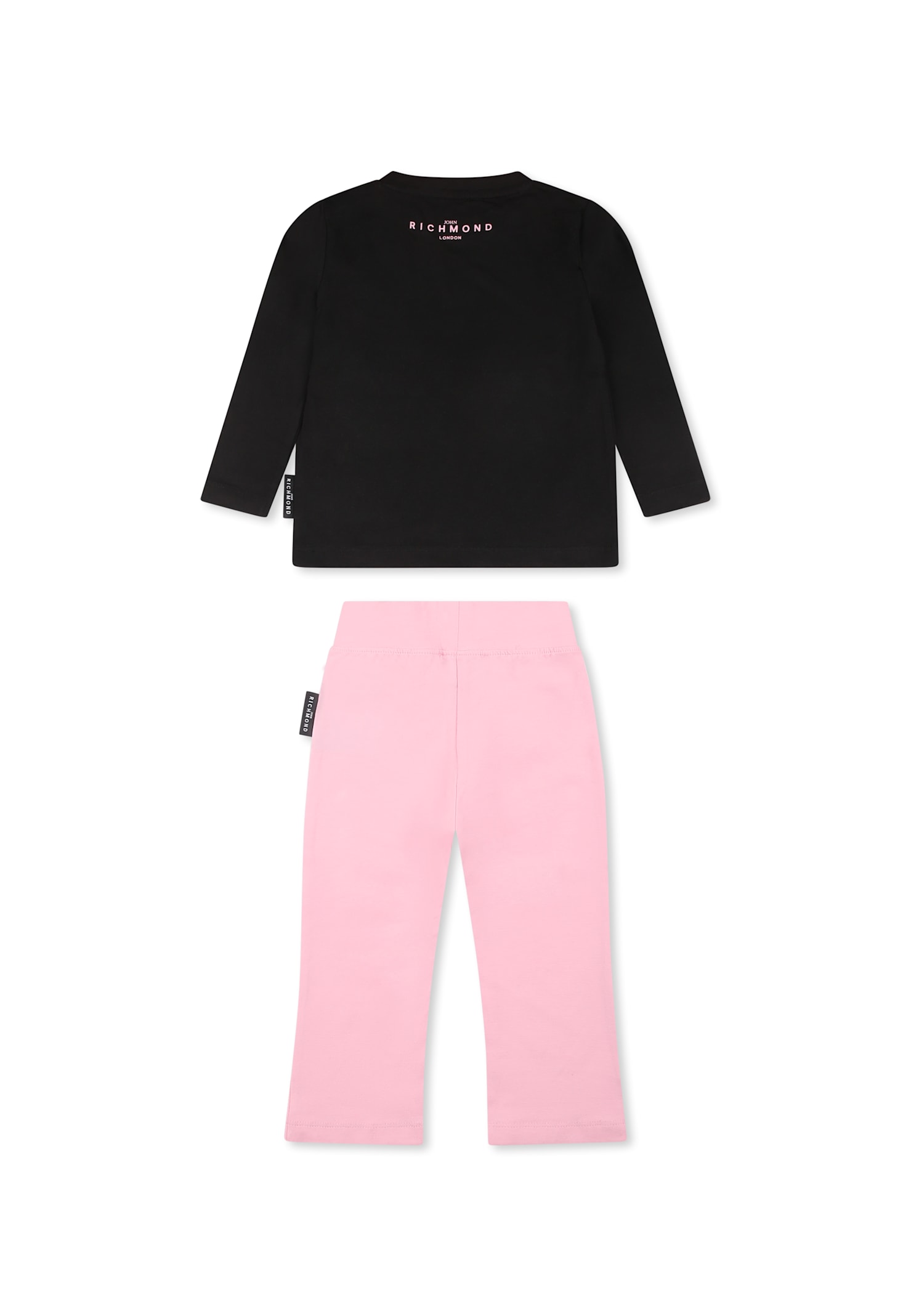 Richmond Black Suit For Baby Girl With Logo In Black