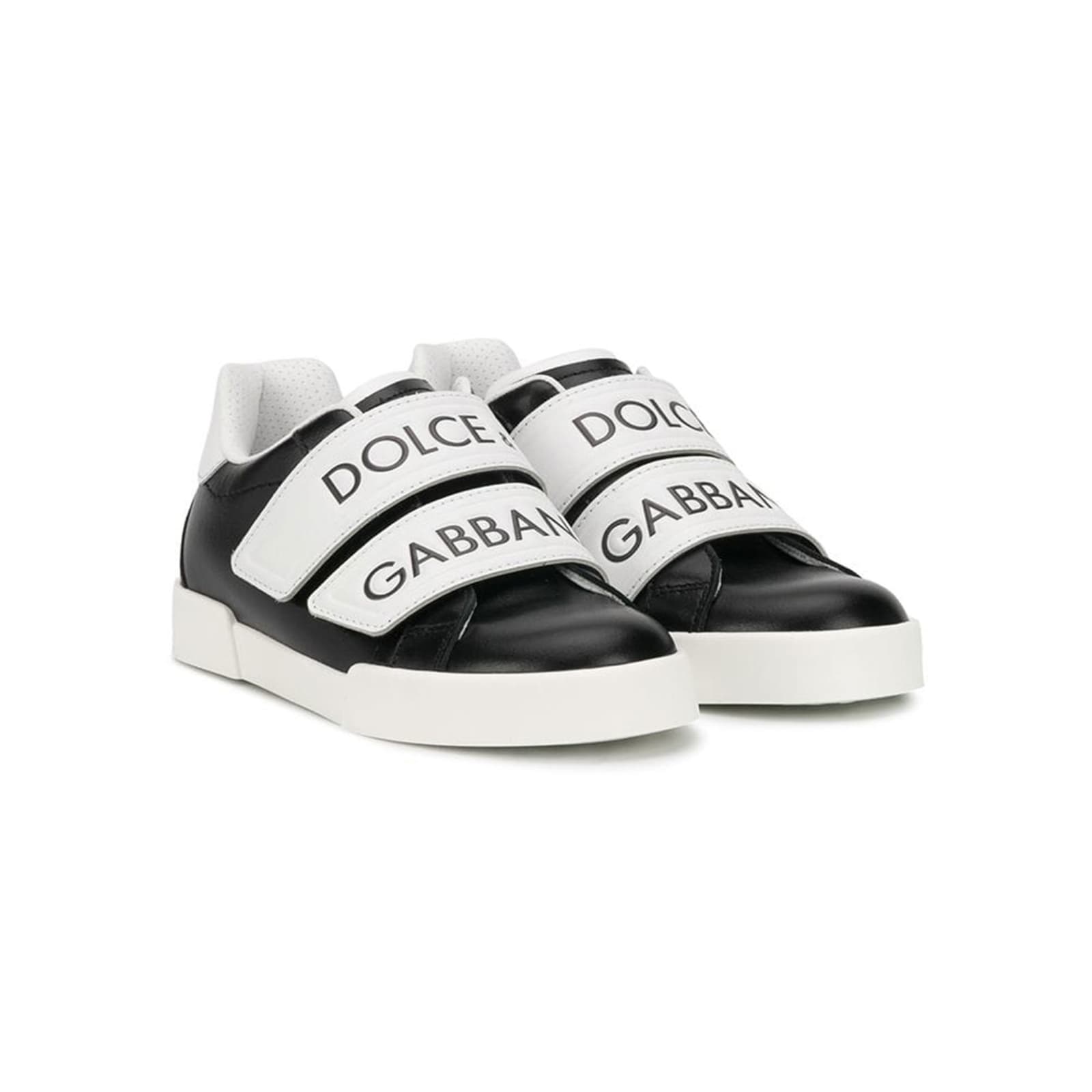 Dolce & Gabbana Sneakers In Pelle Bianche E Nere
