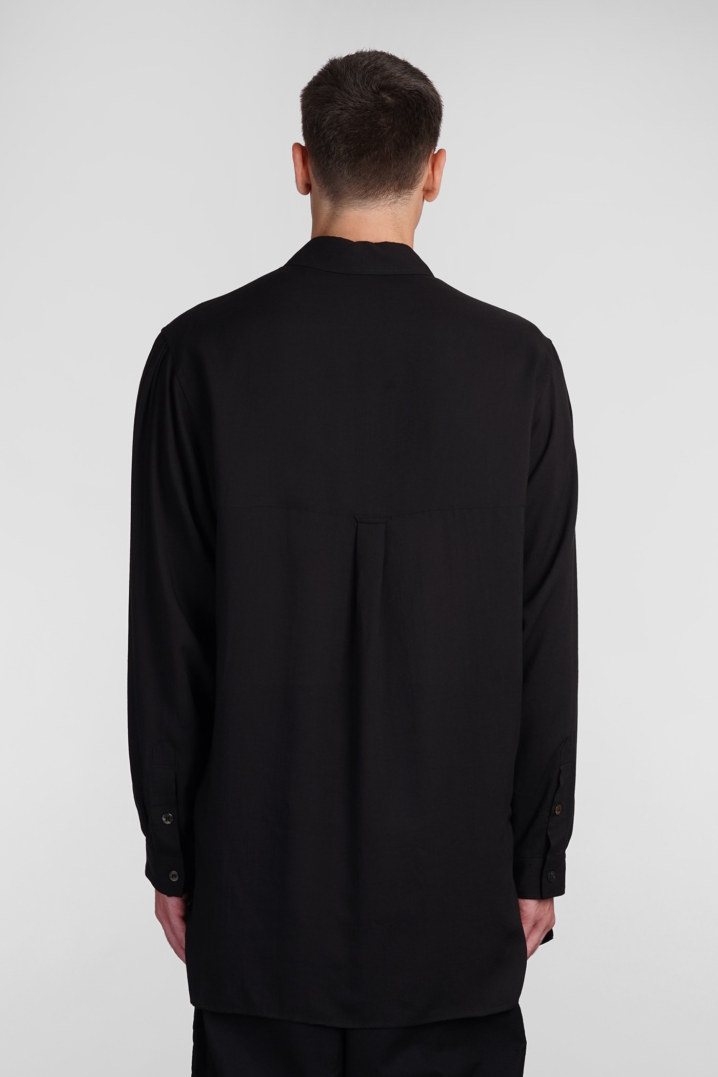 Shop Yohji Yamamoto Shirt In Black Cellulose