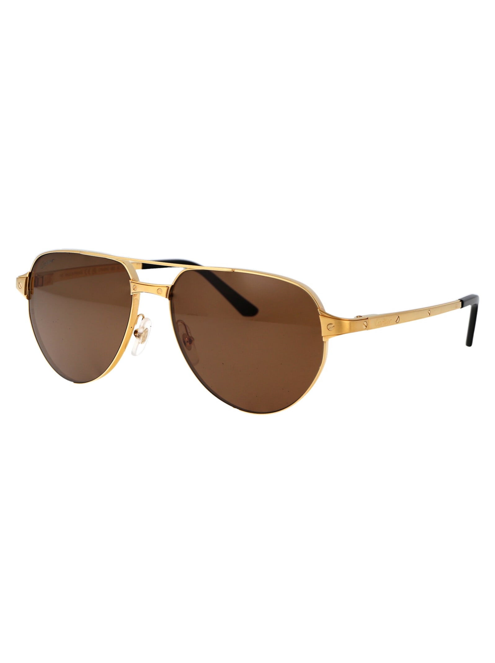 Shop Cartier Ct0425s Sunglasses In 003 Gold Gold Brown