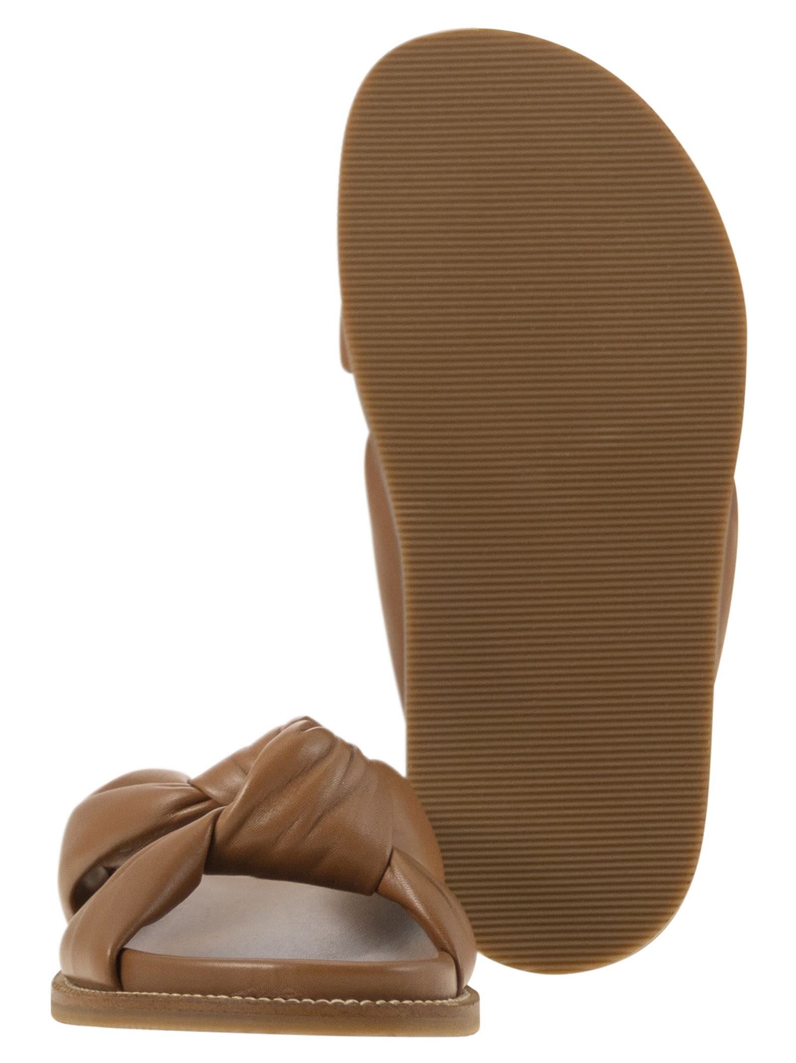 Fabiana Filippi Leather Slipper With Fussbett And Knot In Leather