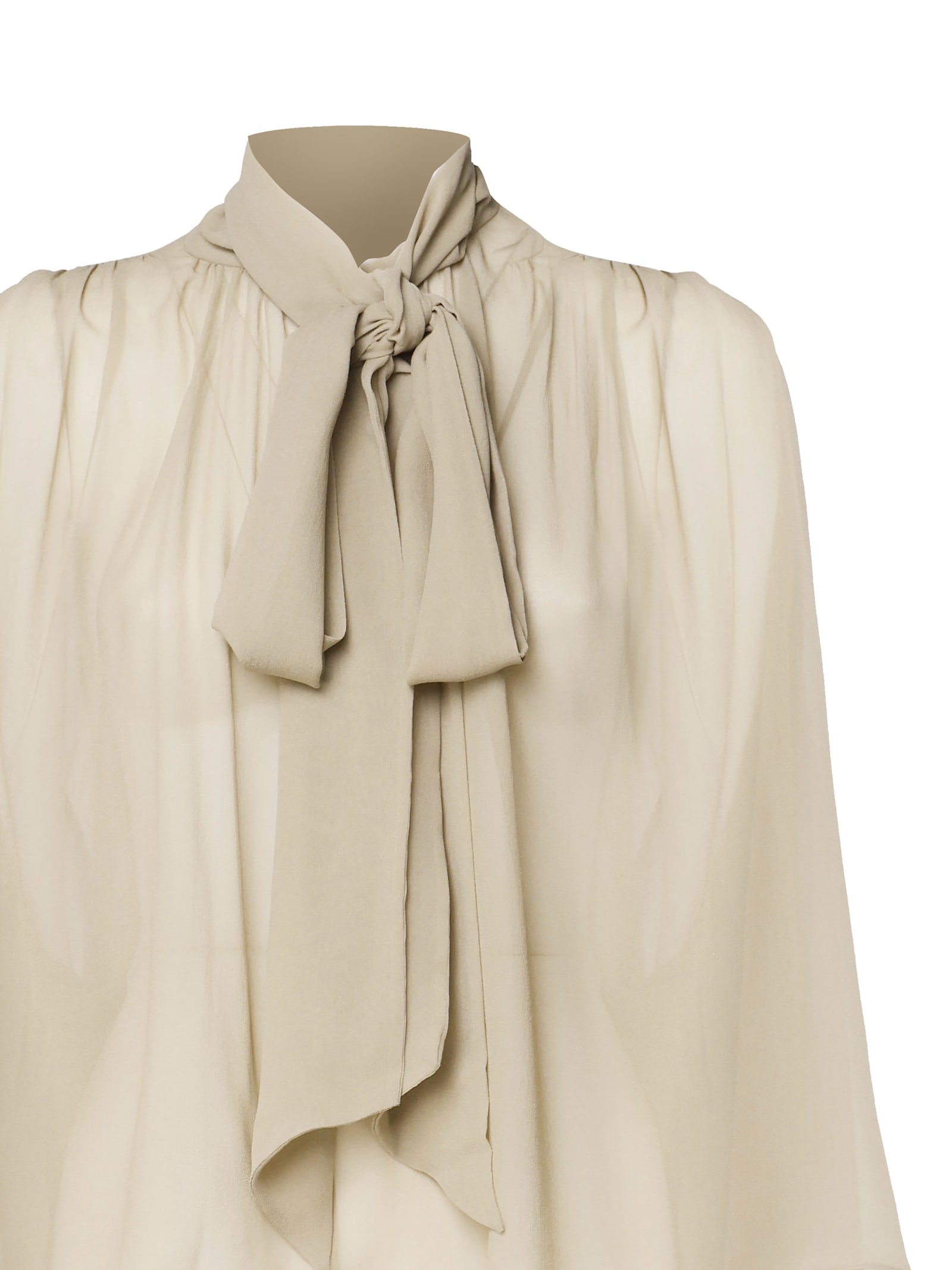 Shop Chloé Boxy Shirt In Pure Silk In Foggykhaki