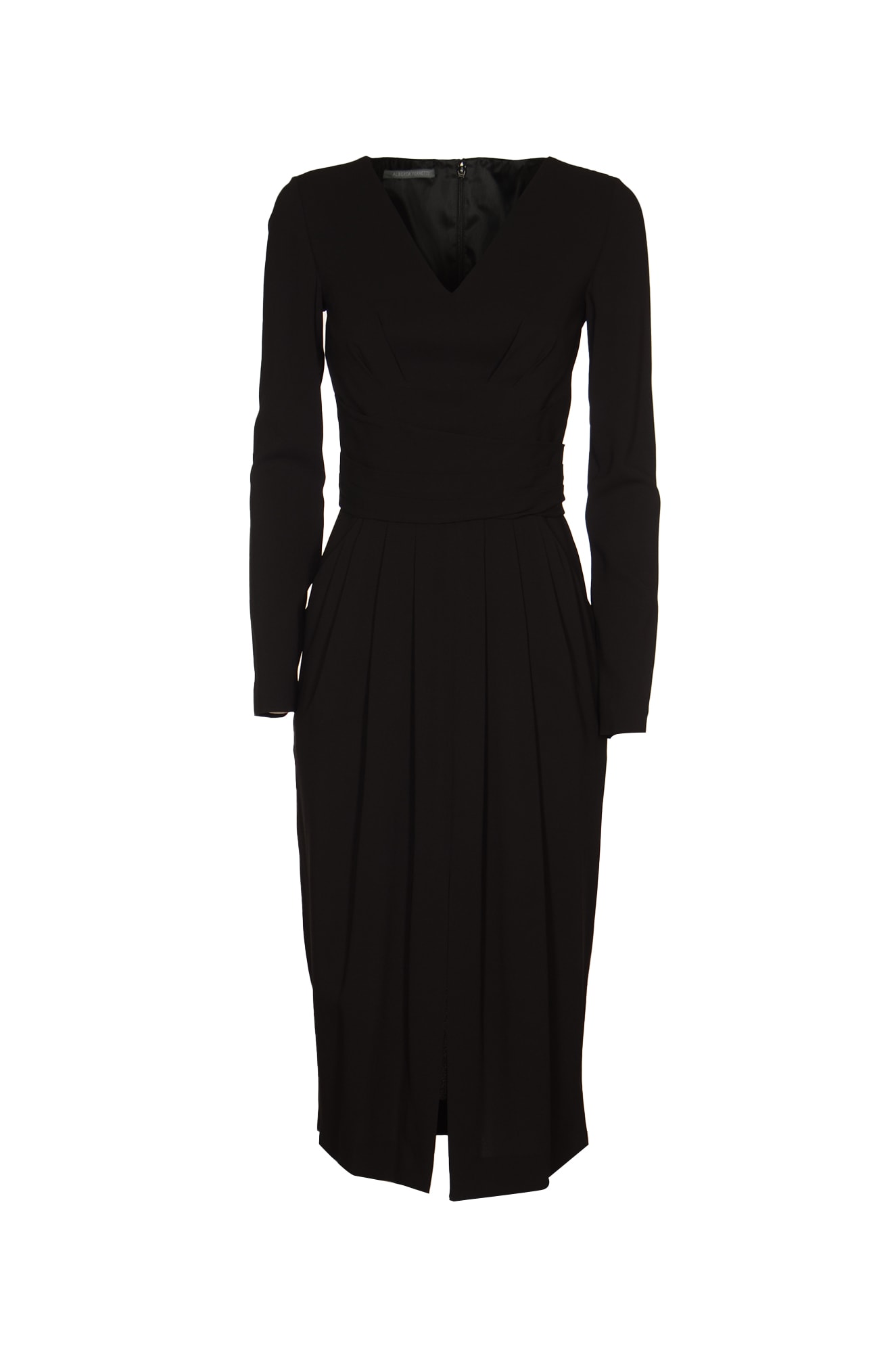 Shop Alberta Ferretti V-neck Long Dress In Black