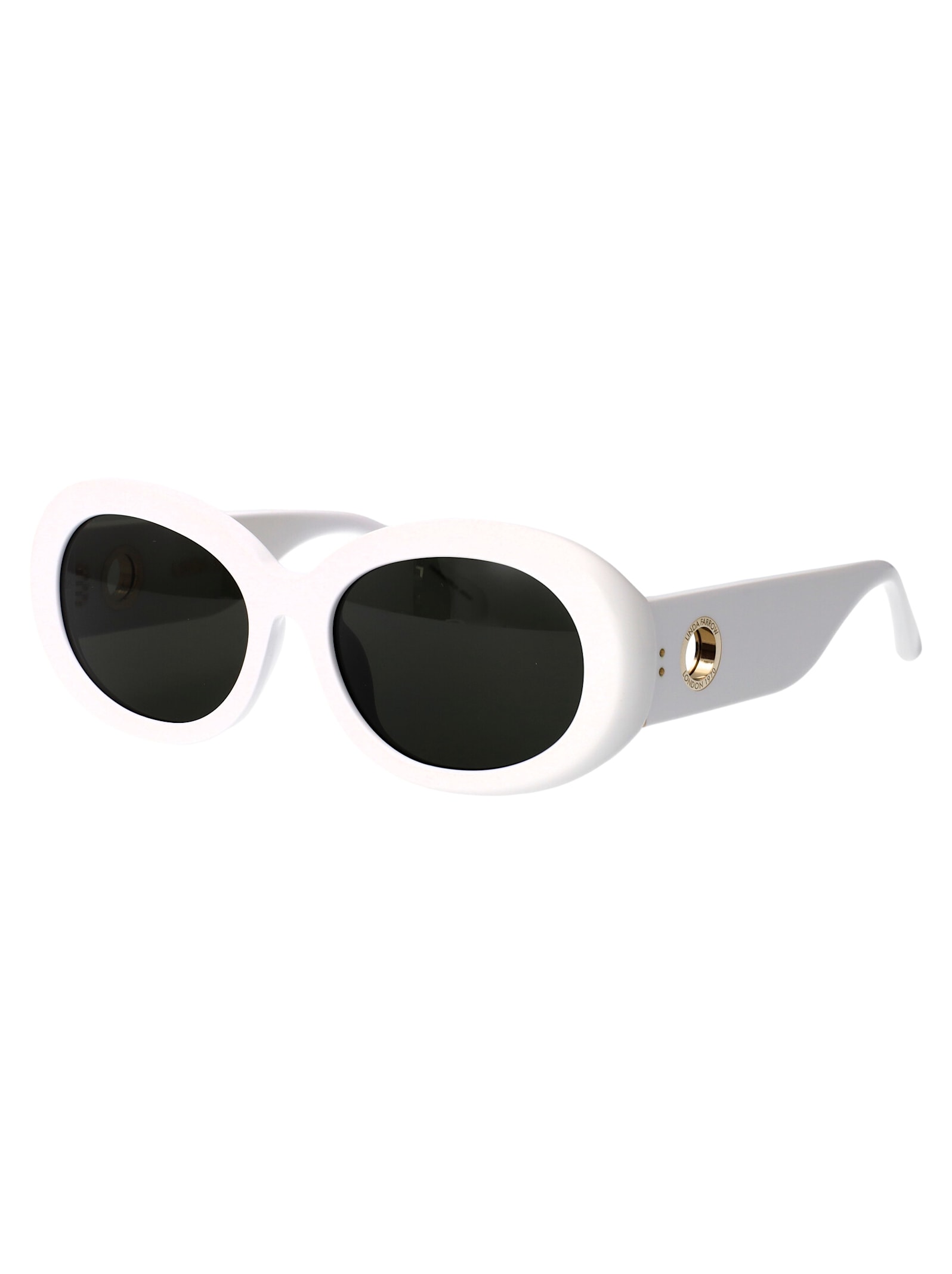 Linda Farrow Sunglasses In White/lightgold/grey