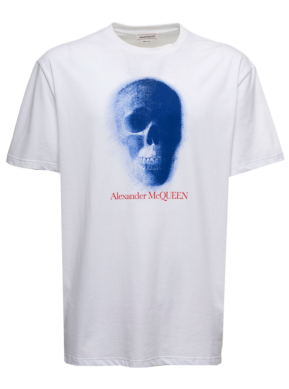 Alexander Mcqueen Mans White Cotton T-shirt With Logo Print