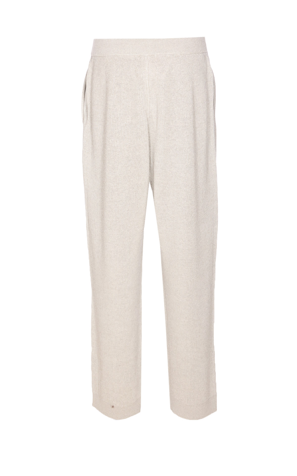 Brunello Cucinelli Vanise Sparkling Knitted Trousers In English Rib In White