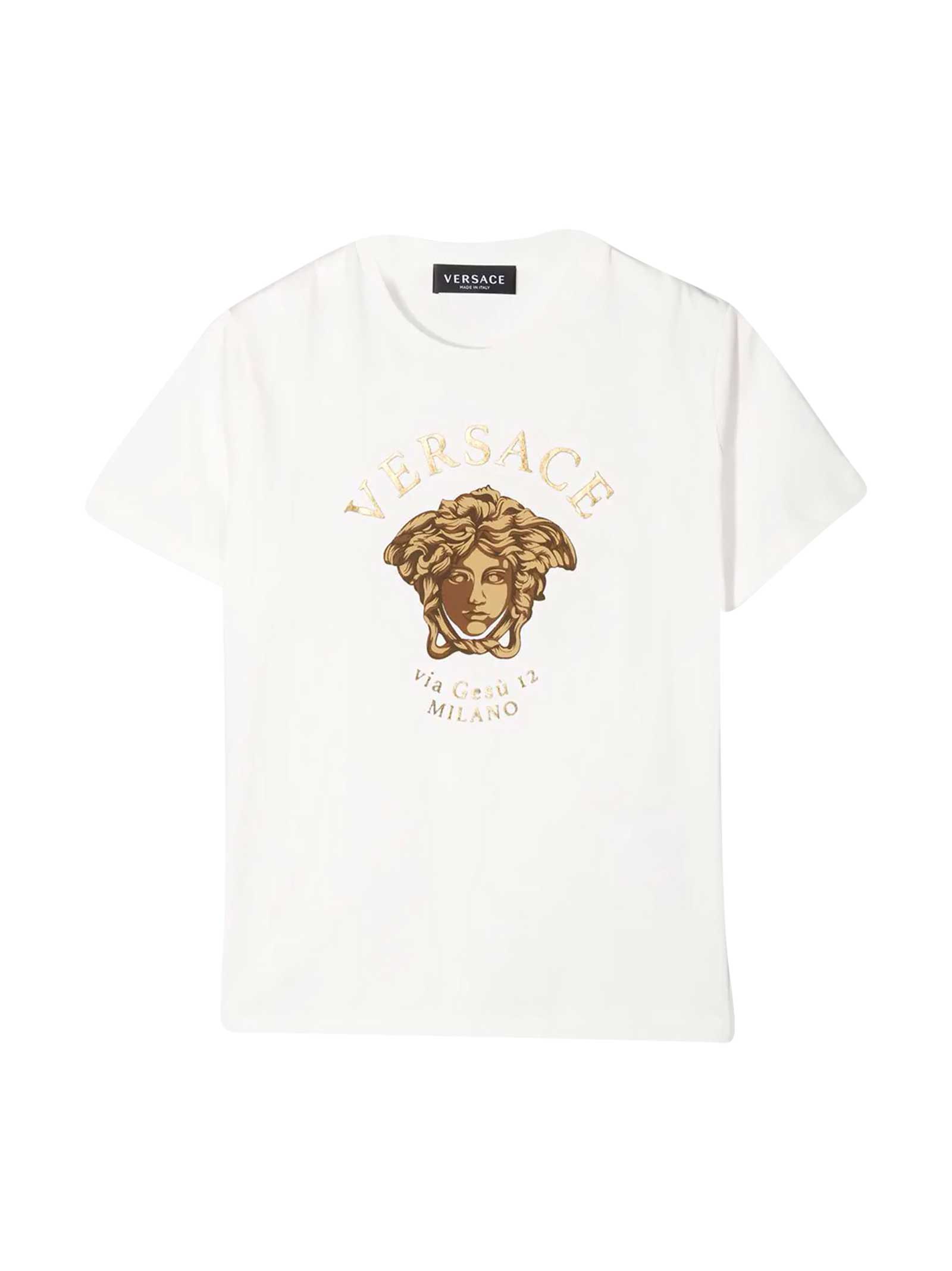 Versace White T-shirt With Frontal Print Young