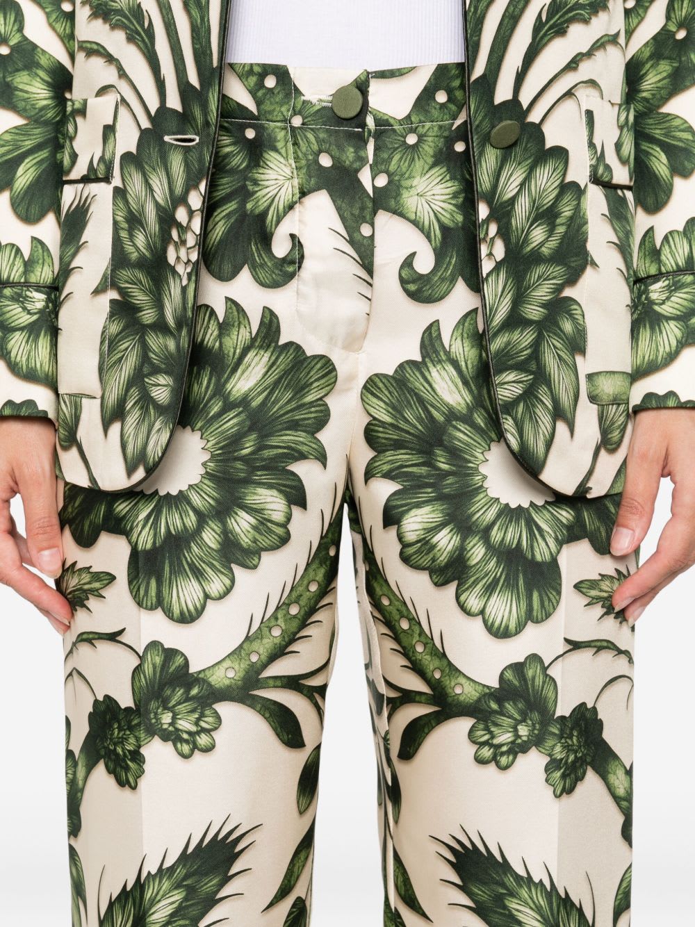 F.r.s For Restless Sleepers Printed Silk Trousers In Green