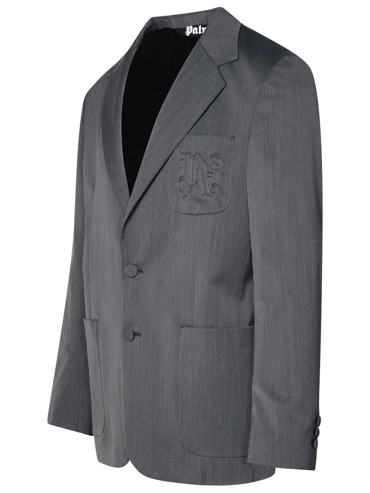 Shop Palm Angels Grey Virgin Wool Blend Blazer In Grigio Chiaro