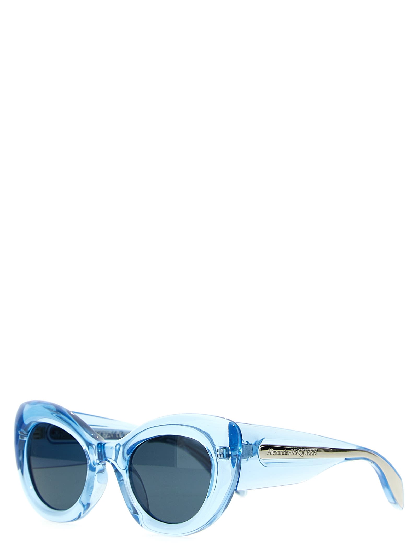 Alexander Mcqueen Light-blue Acetate The Curve Sunglasses In Light Blue