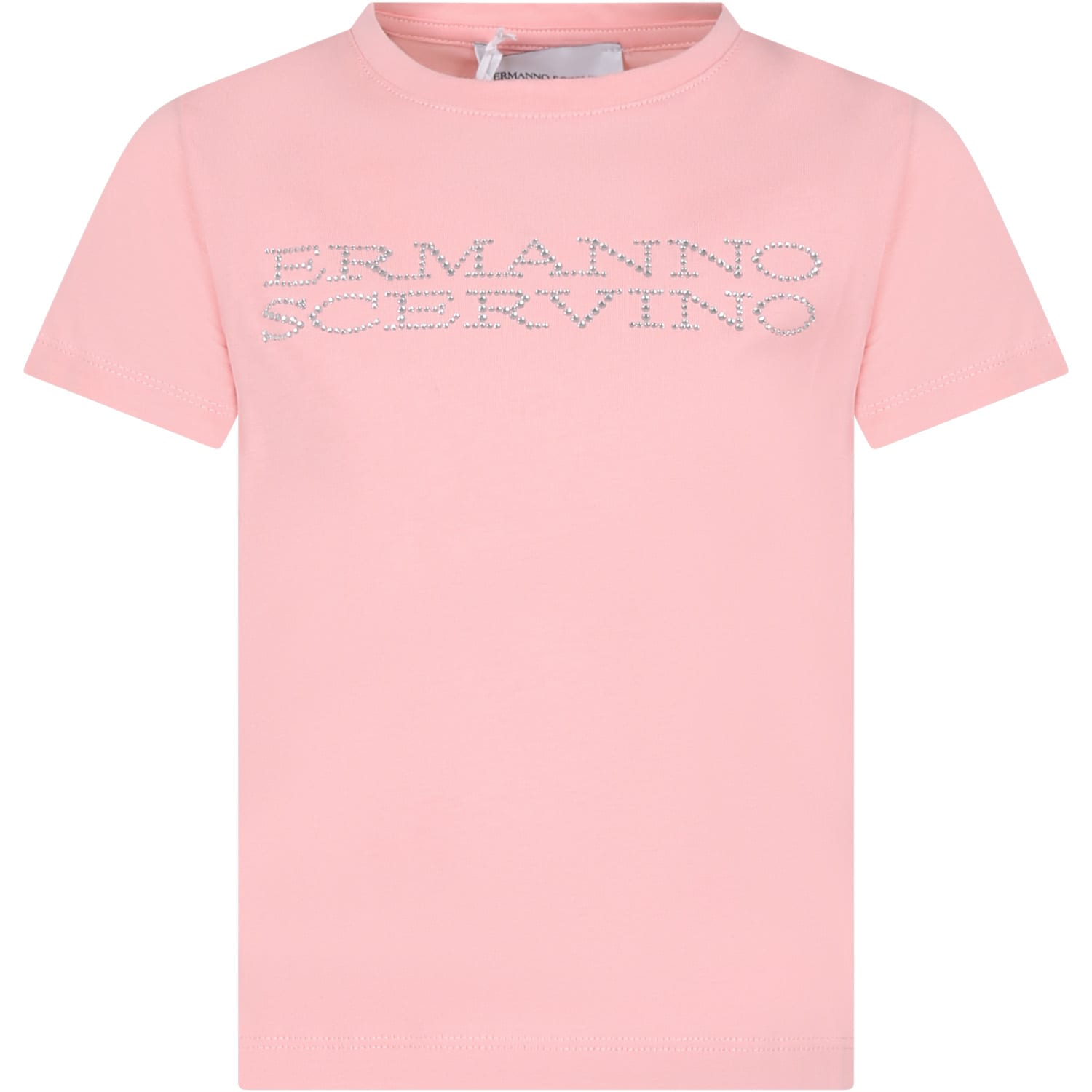Shop Ermanno Scervino Junior Pink T-shirt For Girl With Logo