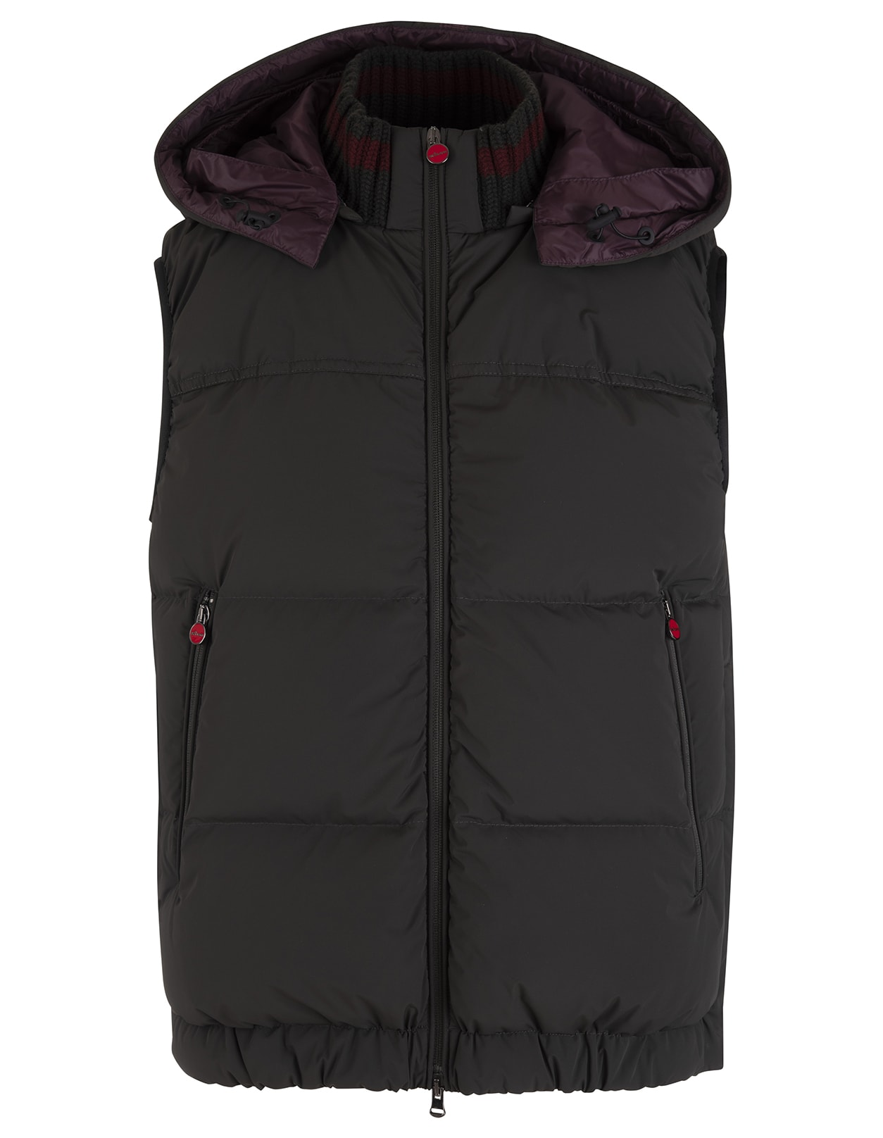Kiton Man Padded Vest In Dark Brown Quilted Nylon
