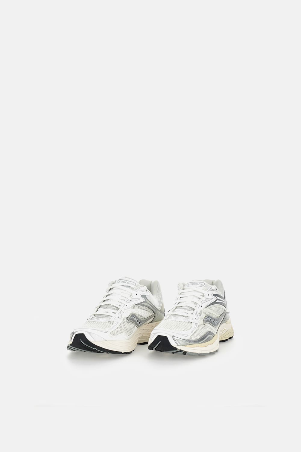 Saucony Mens White Silver Progrid Omni 9 Woven Trainers In Multi