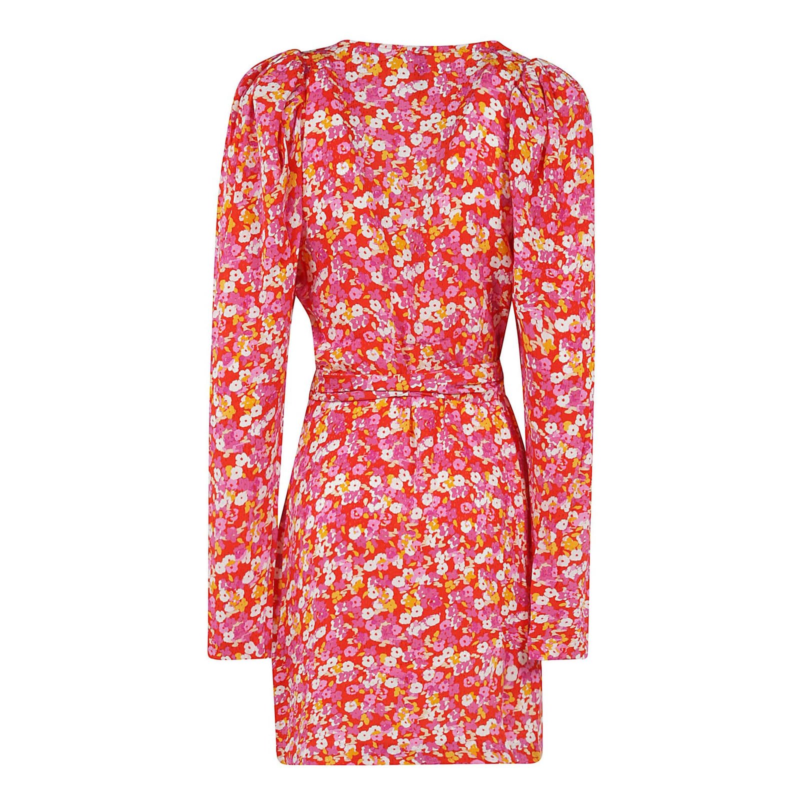 Shop Rotate Birger Christensen Jacquard Flower Printed Mini Wrap Dress In Multicolor