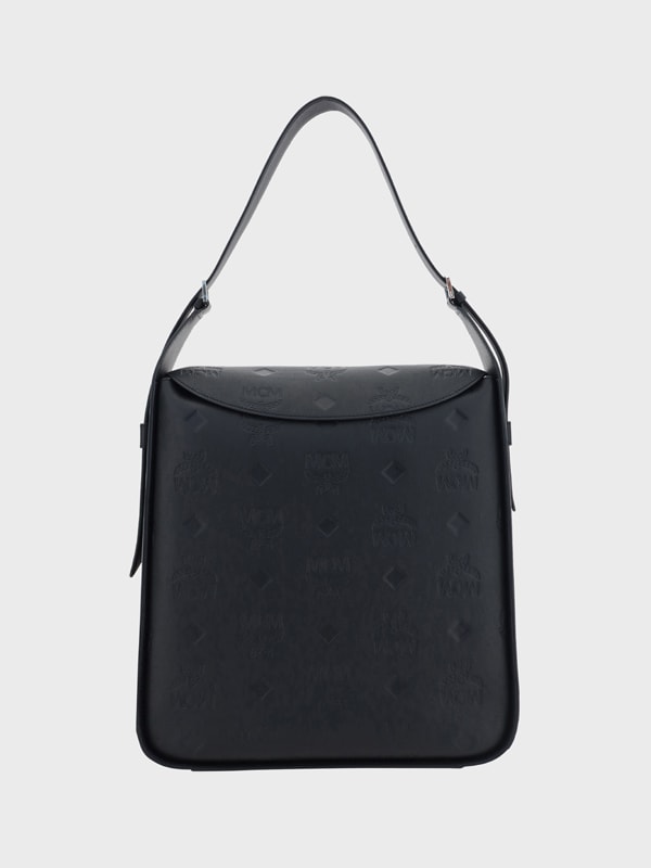 Mcm Large Aren Leather Hobo Bag in Black