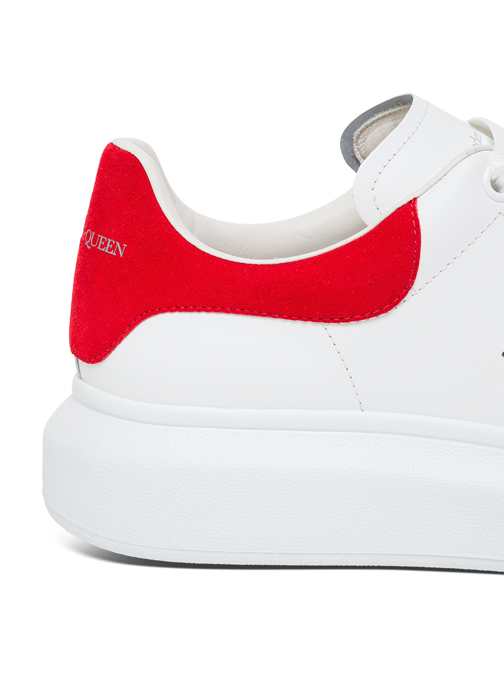 Shop Alexander Mcqueen Mans Oversize White Leather And Red Heel Sneakers