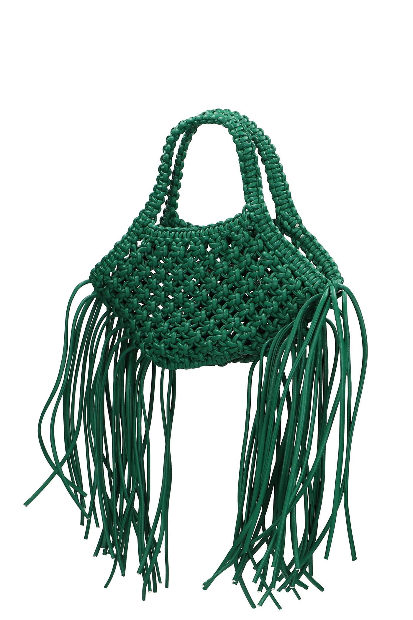 YUZEFI MINI WOVEN BASKET HAND BAG IN GREEN POLYESTER