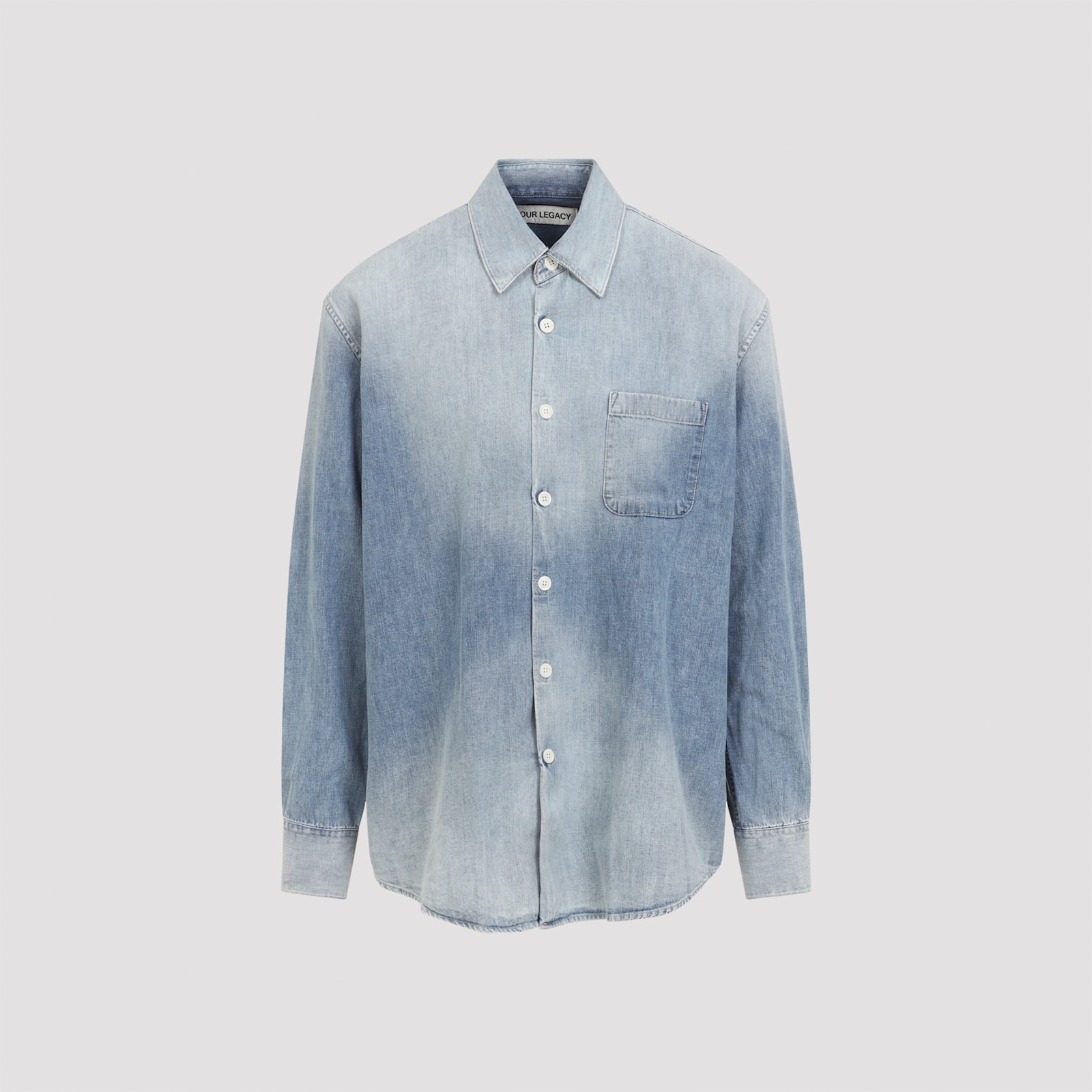 Our Legacy Long Sleeve Button-down Shirt Featuring Pocket In Blue