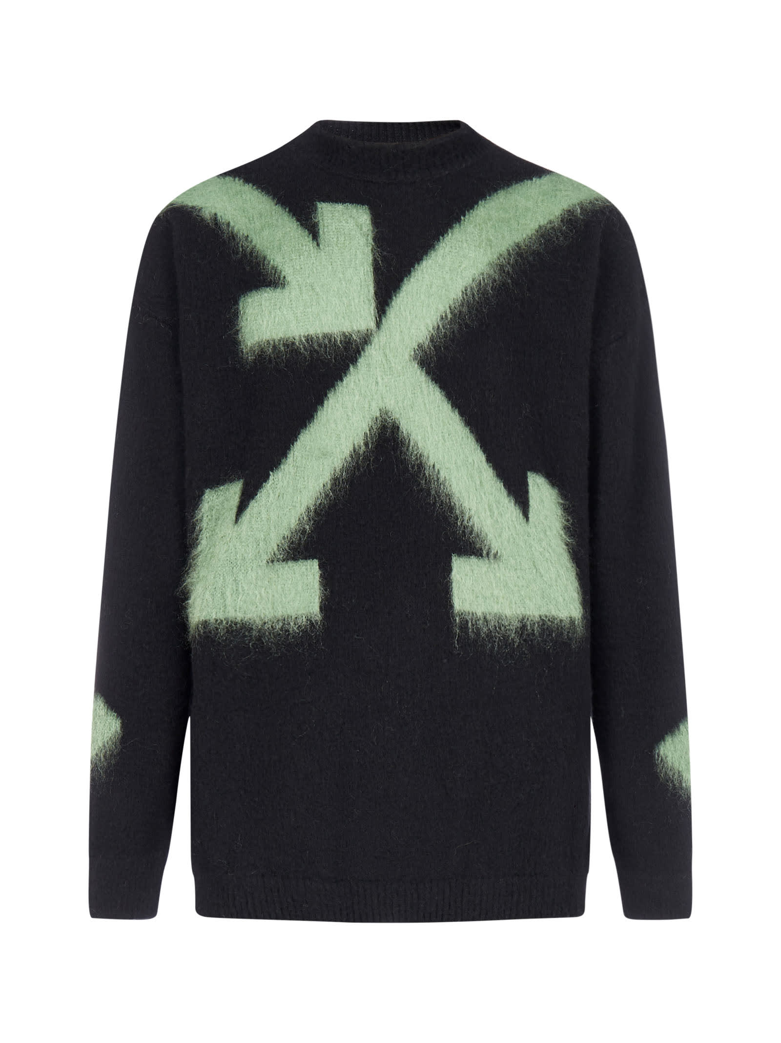 Off-White Fuzzy Arrows Wool And Mohair Sweater