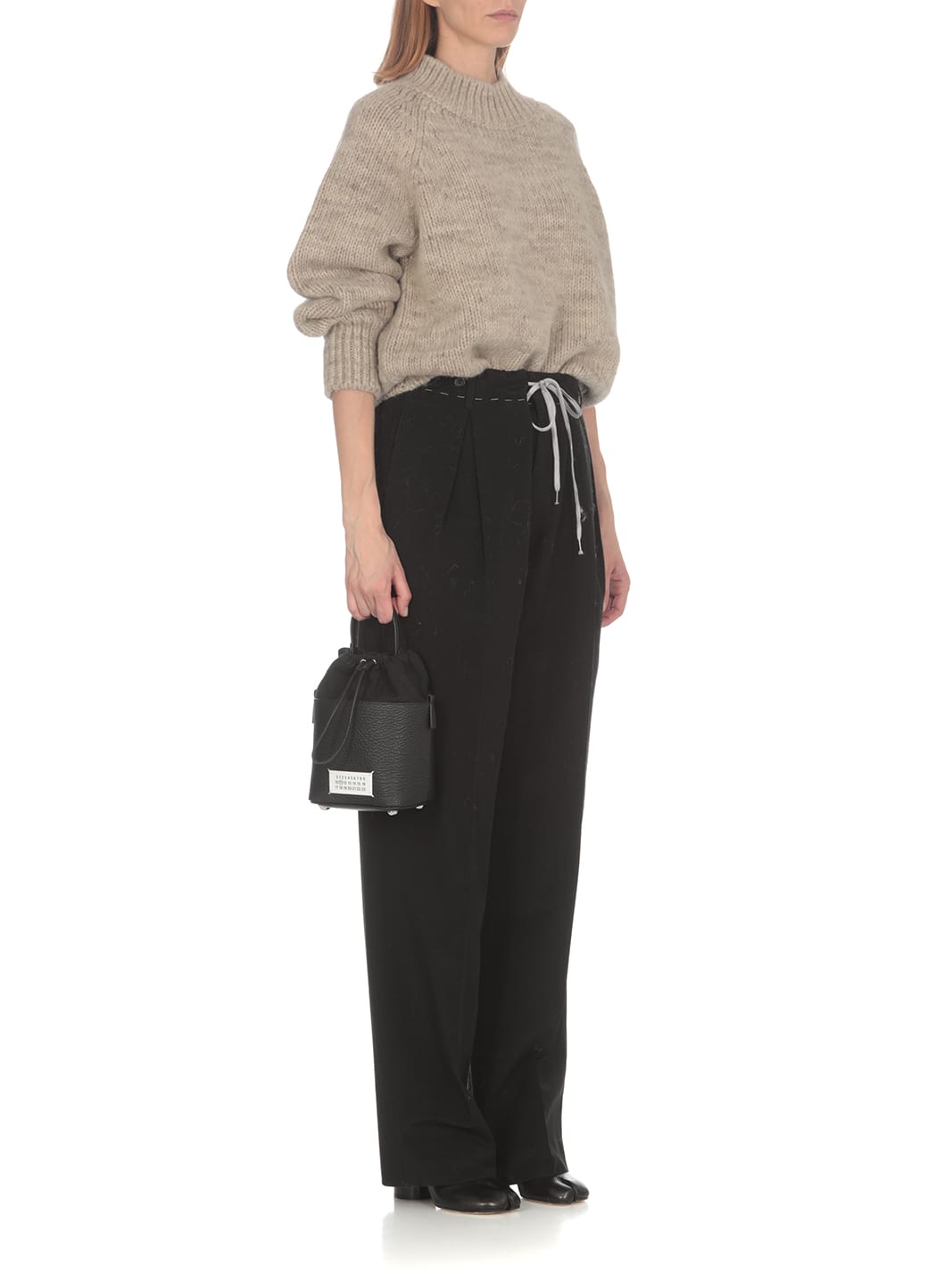 Maison Margiela Chunky-knitted Crewneck Jumper In Beige